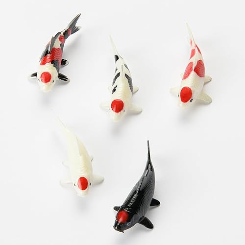 Miniatura 13 de Tancho Handpainted Koi Fish Figurines - Unique Selection for Fish Lovers - Office & Aquarium - Collectibles & Décor (4 CM, High Grade, Tancho