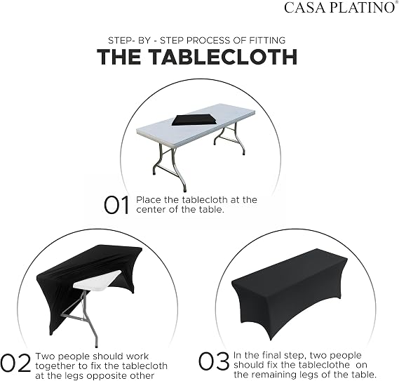 Casa Platino White Table Cloth Rectangle - 2 Pack Table Cloths for 8 Foot Rectangle Tables, Wrinkle Resistant Washable Table Cover for Outdoor, Wedding, Banquet & Parties - White (96Lx30Wx30H Inch)