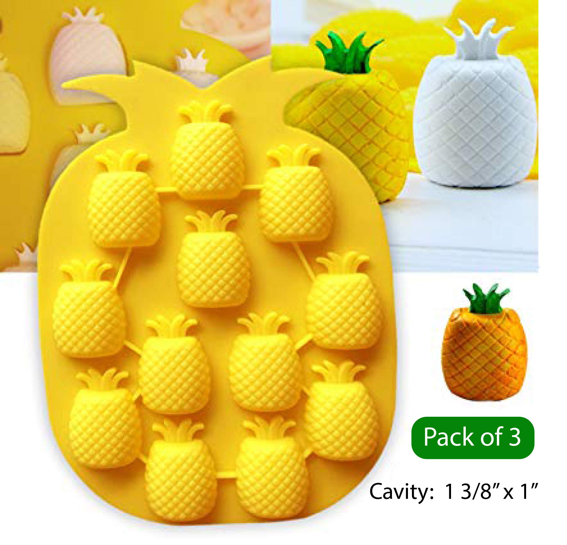 Pineapple Candy Chocolate Making Molds, Set of 3 in Yellow, Orange and Purple
