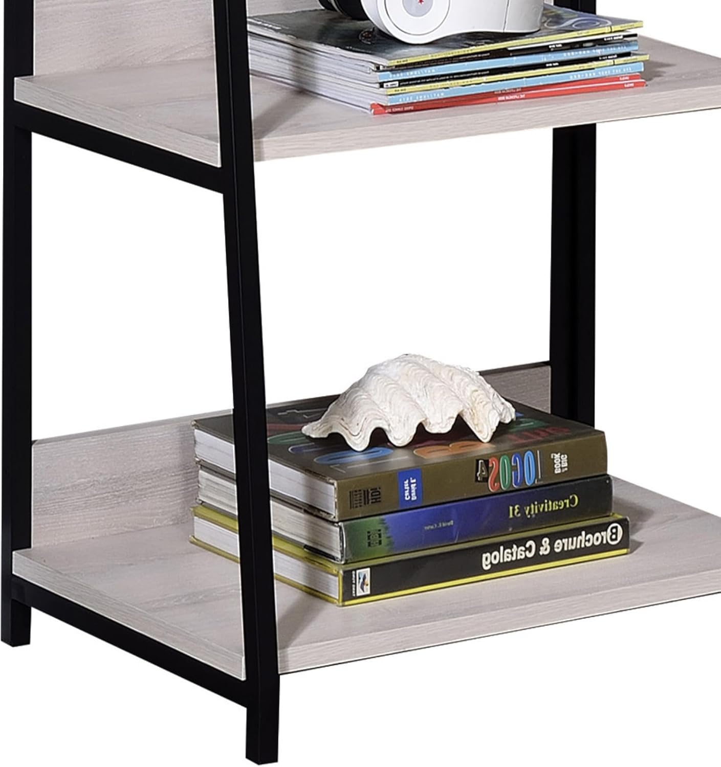 Natural and Black Ladder 5-Tier Bookshelf