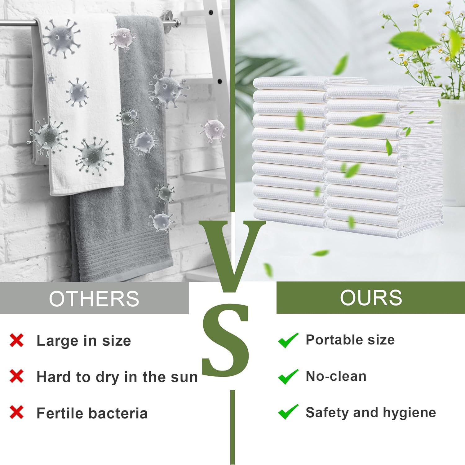 Disposable Bath Towels, 25 Pack 55" x 27.5" Ultra Soft, Quick Dry Disposable Body Towel, Portable Travel Towel for Hotel Camping Beach Swimming Gym Sauna Spa, Personal Care Pet Towels