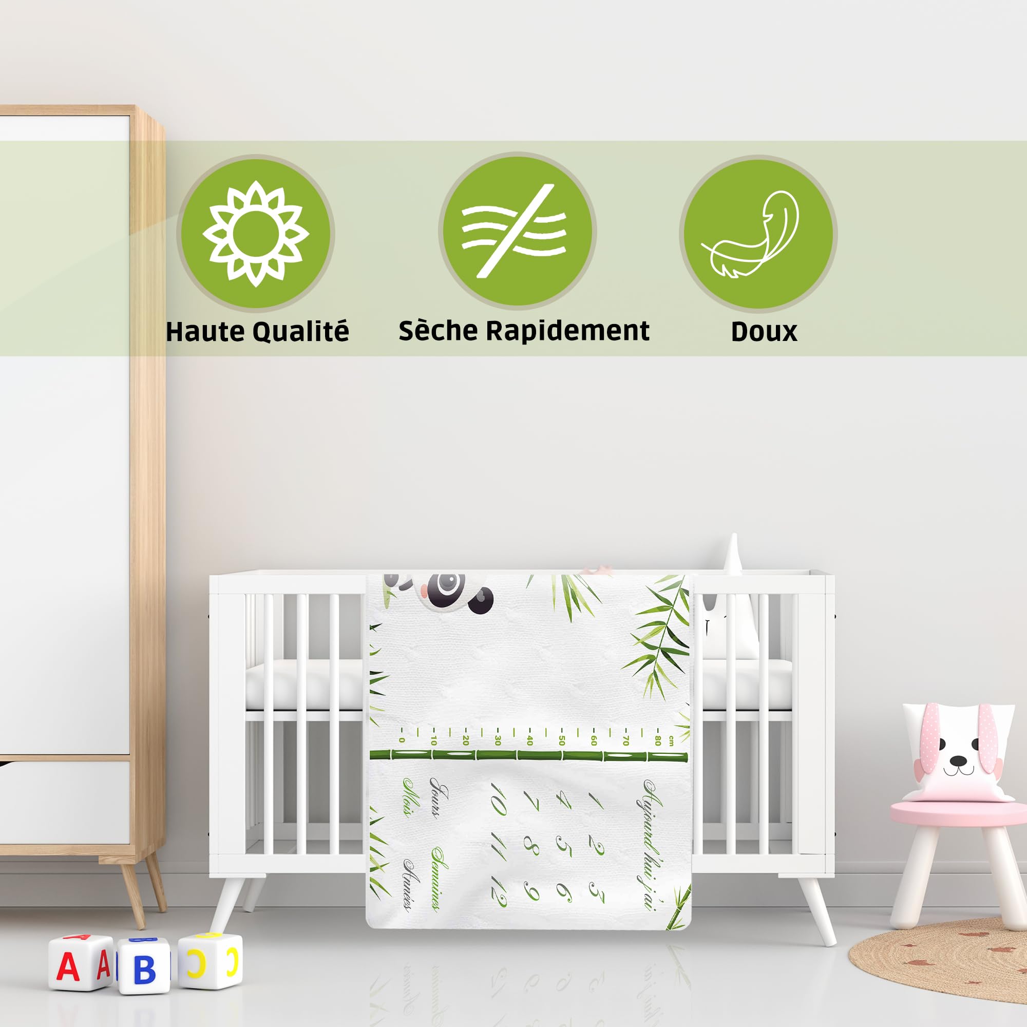 Accessoire Nouveau-né Couverture Étape Bébé 120x100cm - Tapis Évolution Bambou Panda Suivi Âge Taille Tapis évolution Bébé Accessoire Nouveau-né Couverture Étape Bébé 120x100cm - Tapis Évolution Bambou Panda Suivi Âge Taille Tapis évolution Bébé