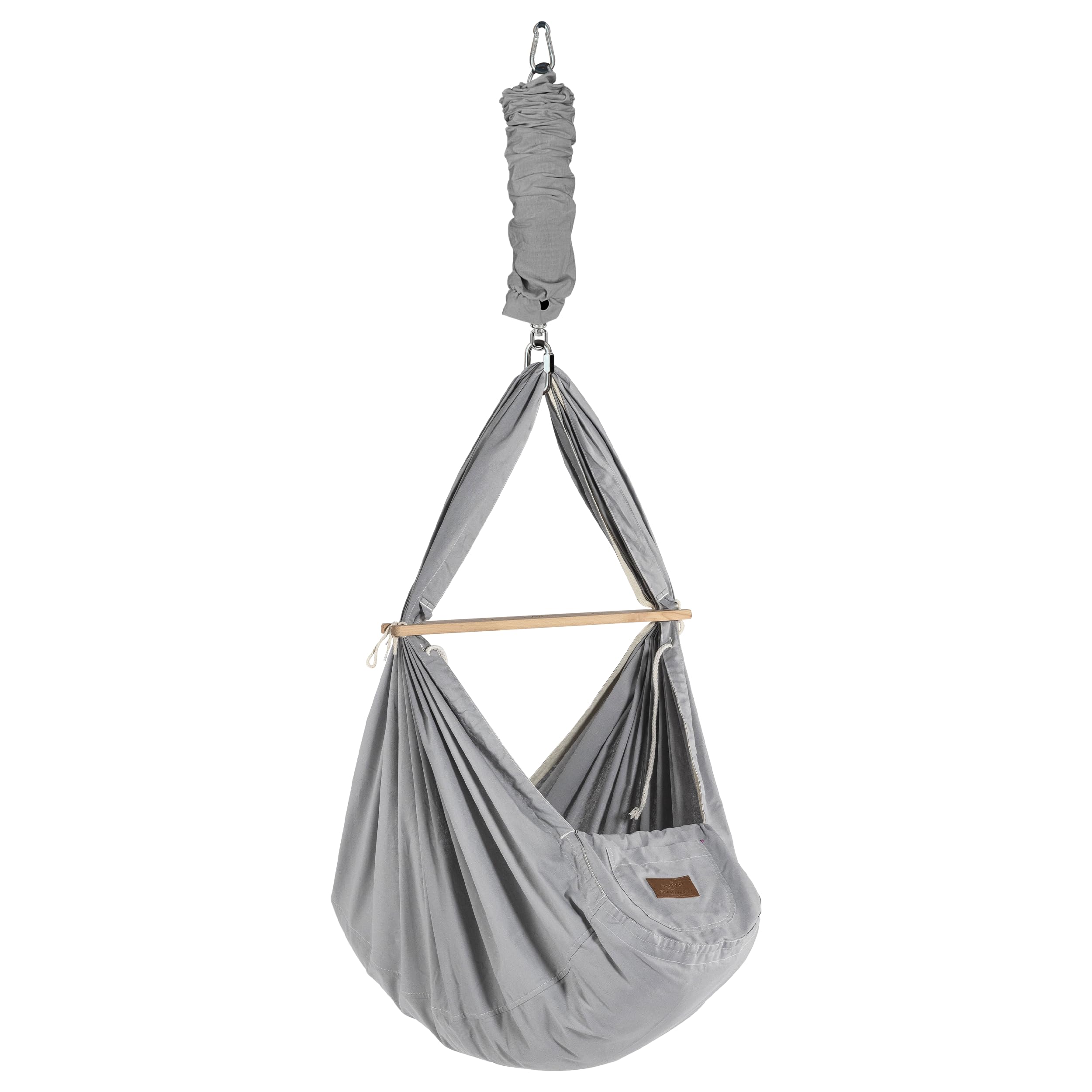 SCHMUSEWOLKE Federwiege Bio Grey - mit Tipi anthrazit - Hängematte für Babys und Kleinkinder ab Geburt bis 3 Jahre - Bio-Baumwolle - Mit Schafwollmatratze