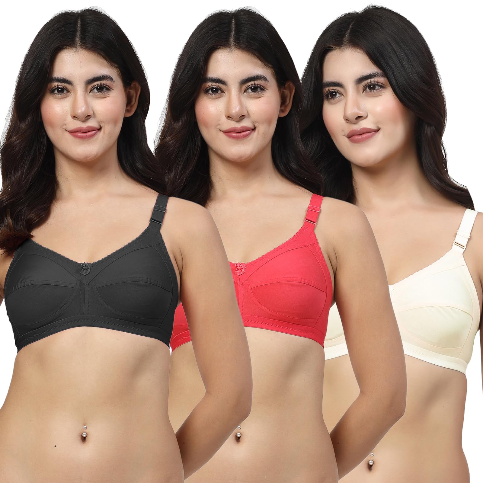 lily Black, Red, Skin Non Padded Minimizer Bra-picture-41