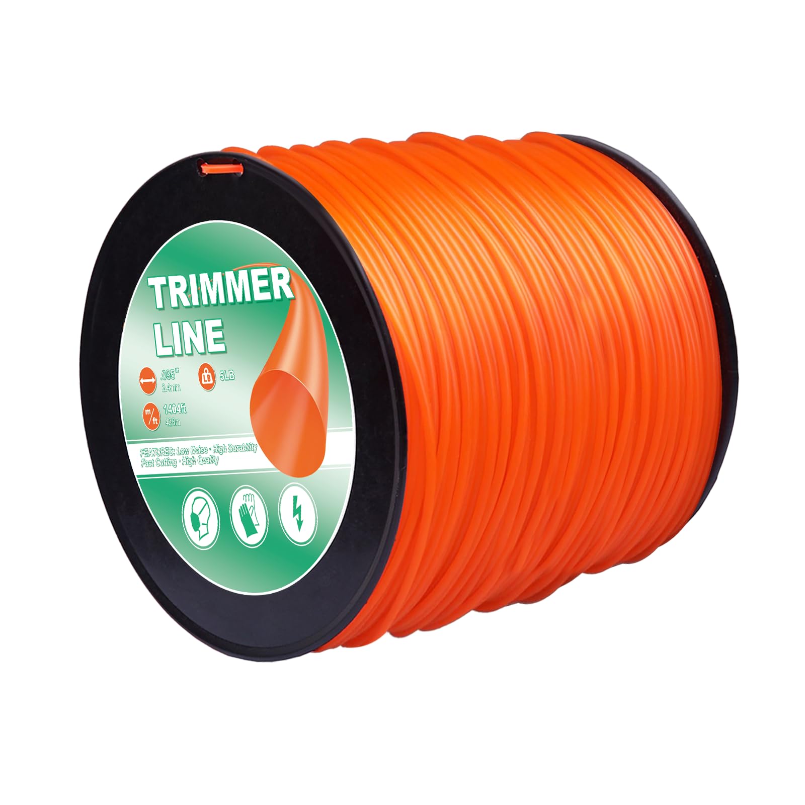 Inren 095 Trimmer Line Heavy Duty Commercial Grade Round 0.095 Inch String Trimmer Line,Weed Eater String .095Inch-1404Ft-5Lb Fits Most of String