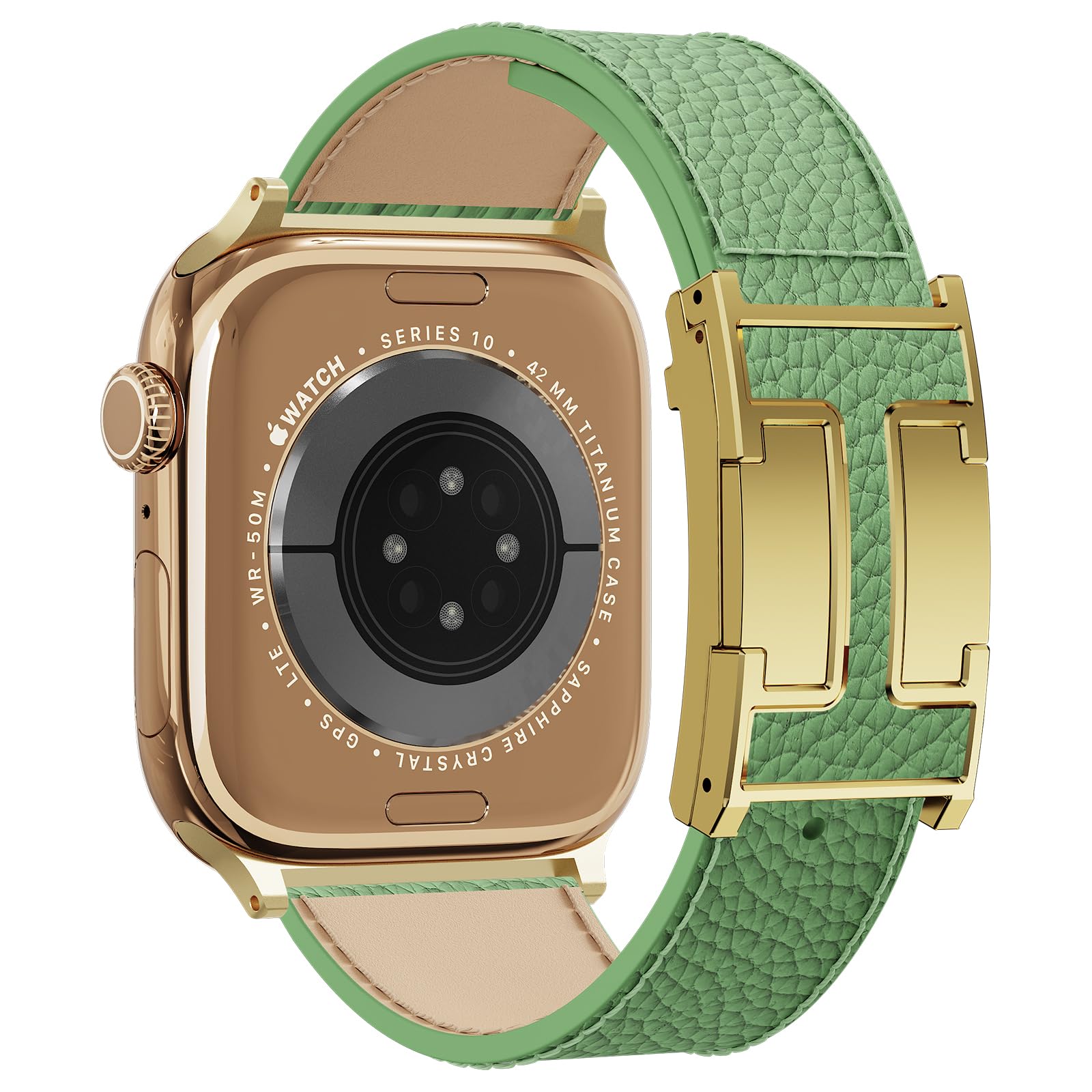 Leather Watch Band with Magnetic Buckle,Dressy Apple Watch Ultra Leather Band Rugged Durable Replacement Strap for Men & Women — view 30
