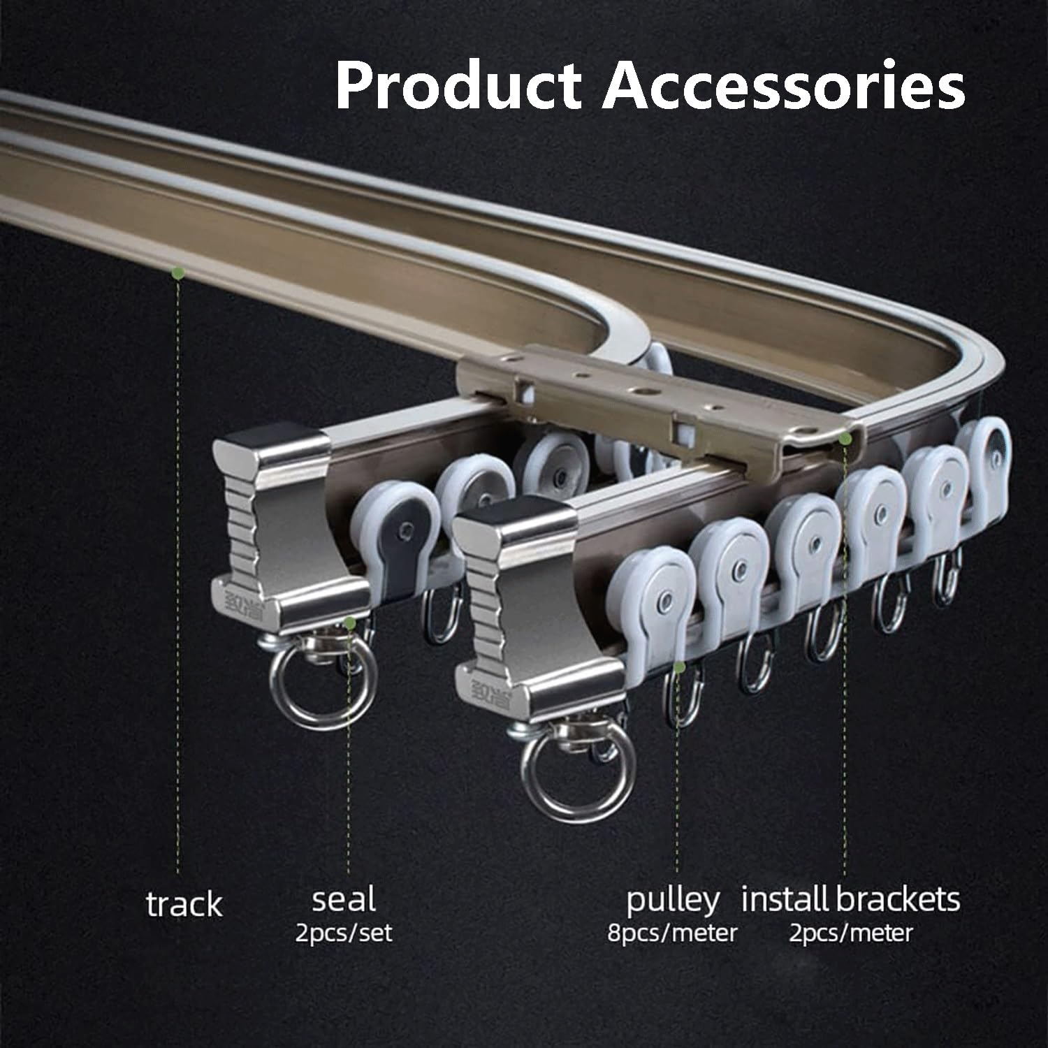 TEN-HIGH Guida Flessibile Per Tende In Alluminio 2x1m - Binario Pieghevole Per Montaggio A Soffitto O Parete - Silenzioso, Portata 10kg, Per Finestre Curve E Divisori - 2