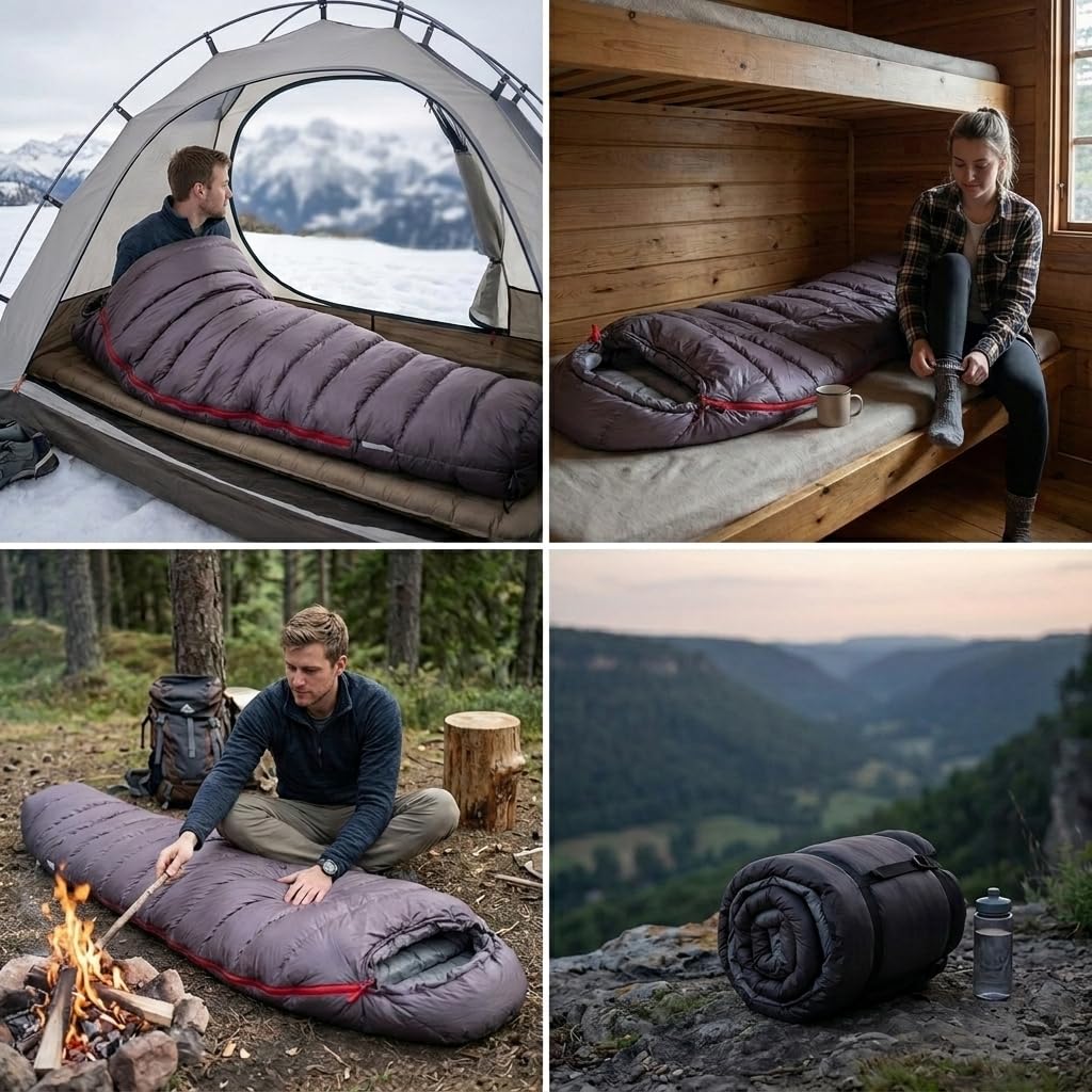 Sac Couchage Adulte Mummy, Duvet 1 Personne Printemps Automne, Compact Léger 700g, Tissu 20D Graphène Water-Repellent Coating