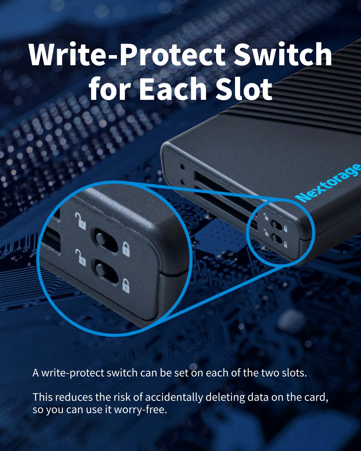 Nextorage Giappone SD Dual Slots Lettore di Schede UHS-I & UHS-II Compatibile USB 10Gbps USB3.2 Gen2 Interruttore di Protezione da Scrittura Equiped NX-DF1CL