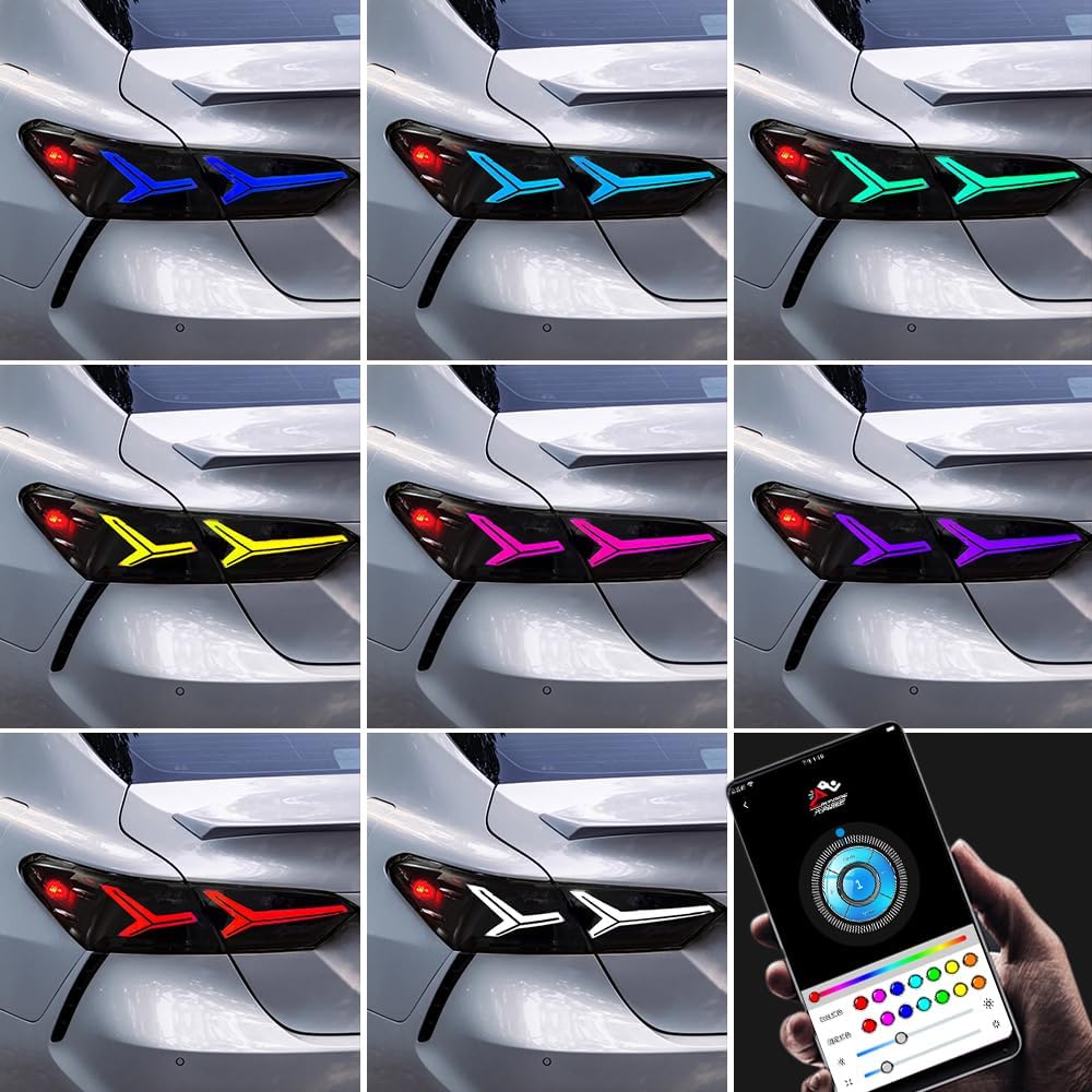 LED Tail Lights for 8th Toyota Camry SE XSE LE XLE TRD 2018-2024 Taillights Assembly with Startup Animation Sequential Turn Signal DRL Reverse Brake light Rear Lamps Plug & Play(1 Pair)