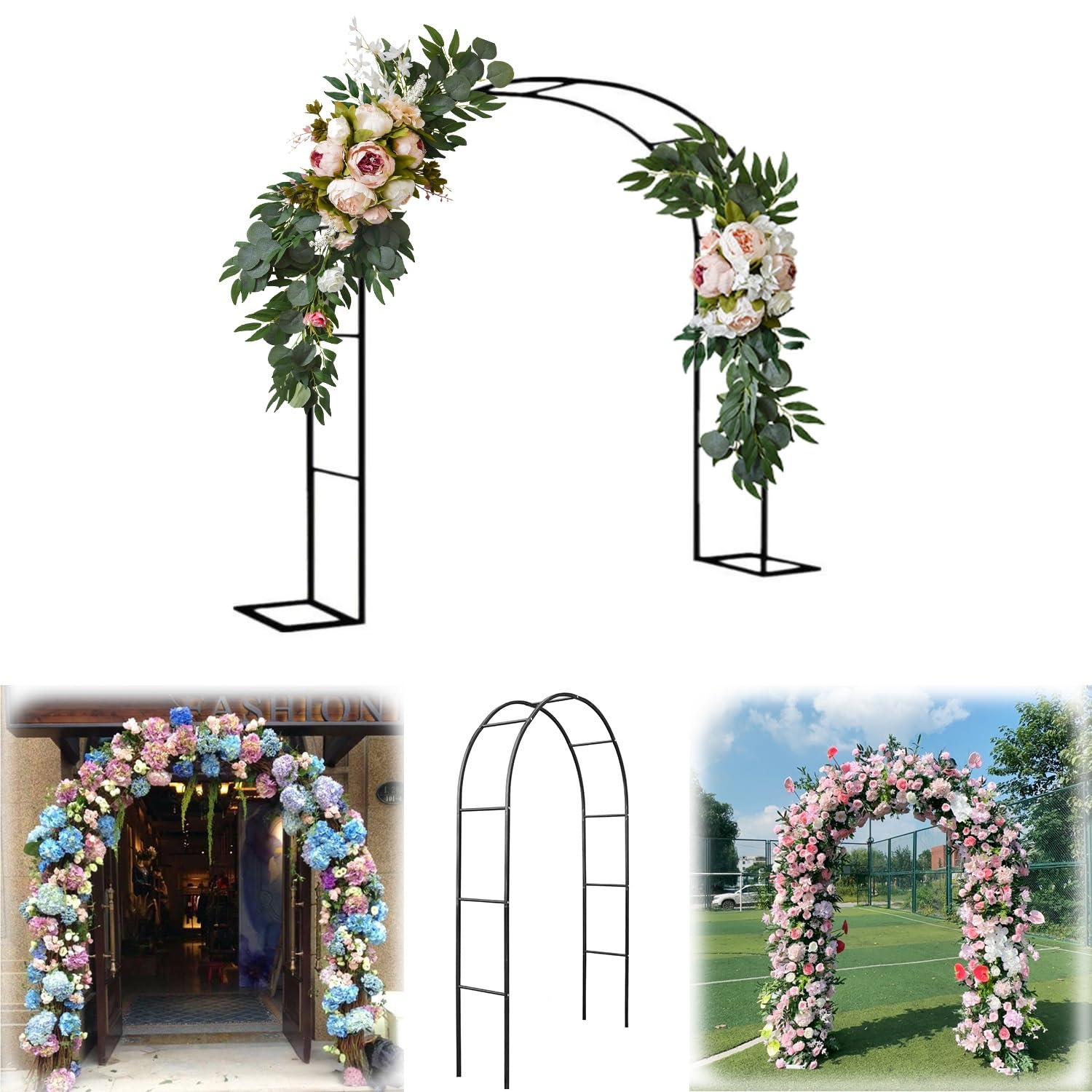 Arche de jardin élégante en métal et treillis de 1,8 x 2,2 m pour tonnelle d'exception