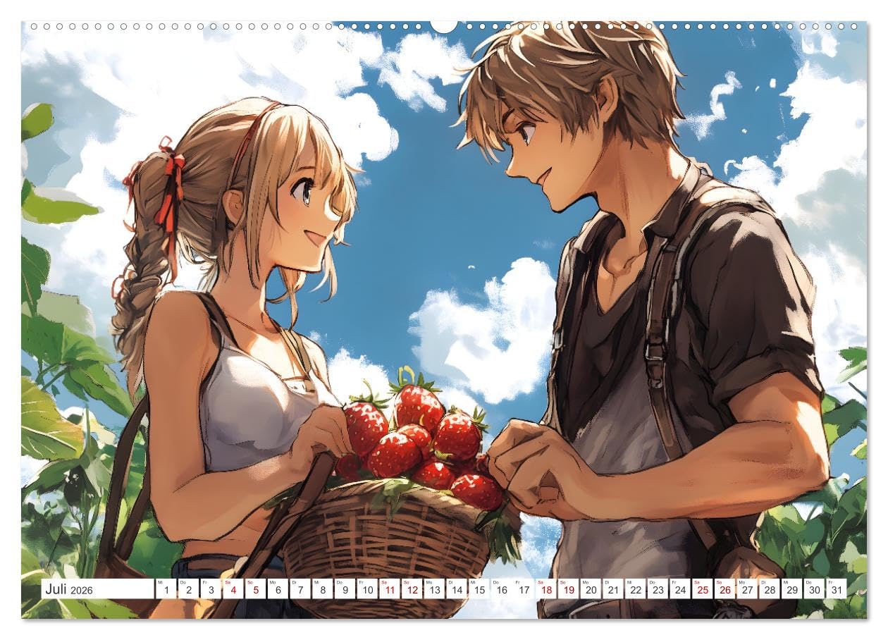 Das Jahr der Liebe: Verliebte Pärchen im Manga-Stil (hochwertiger Premium Wandkalender 2026 DIN A2 quer), Kunstdruck in Hochglanz: Ein ganzes Jahr ... und Manga vereinen möchten (CALVENDO Orte)