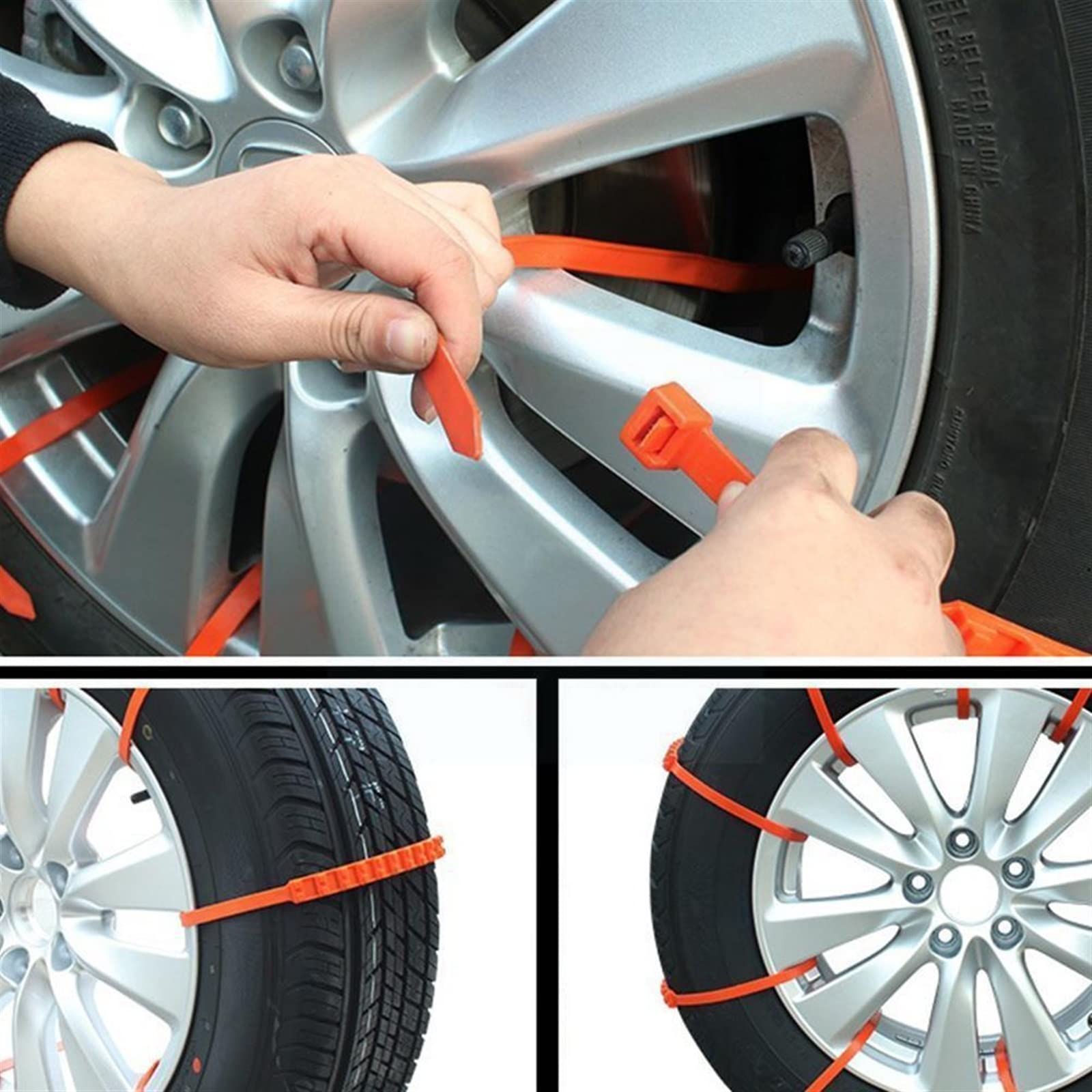 10 sztuk samochodów opona zimowa koła łańcuchy opona łańcuch antypoślizgowy kabel zimowy pas koła awaryjne łańcuchy na opony zewnętrzne (nazwa koloru: żółty) ()