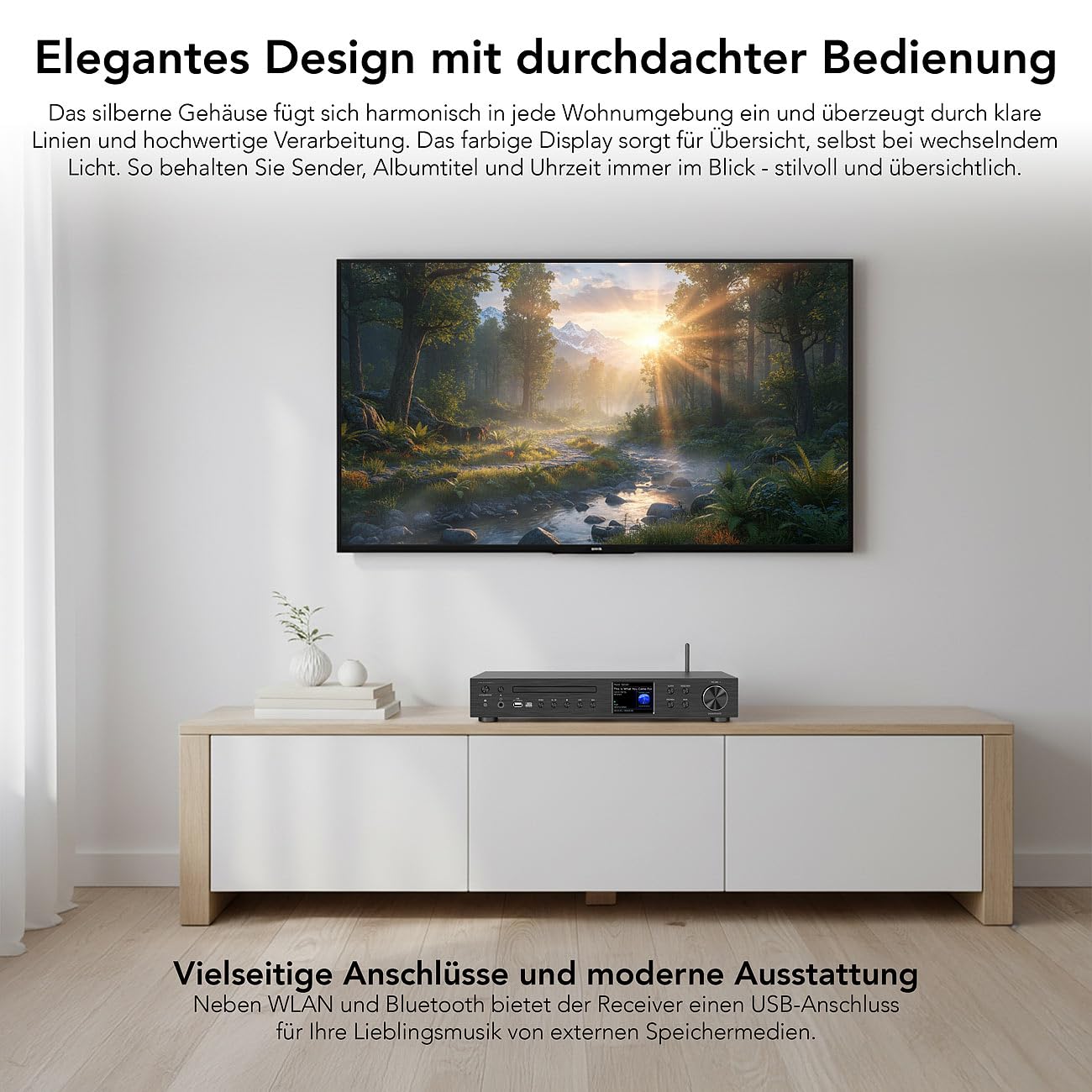 VR-Radio Radio Receiver: WLAN-Internetradio-Receiver, DAB+/UKW, CD, Bluetooth, 200 W, schwarz (DAB Tuner, Stereo DAB+ Internetradio)
