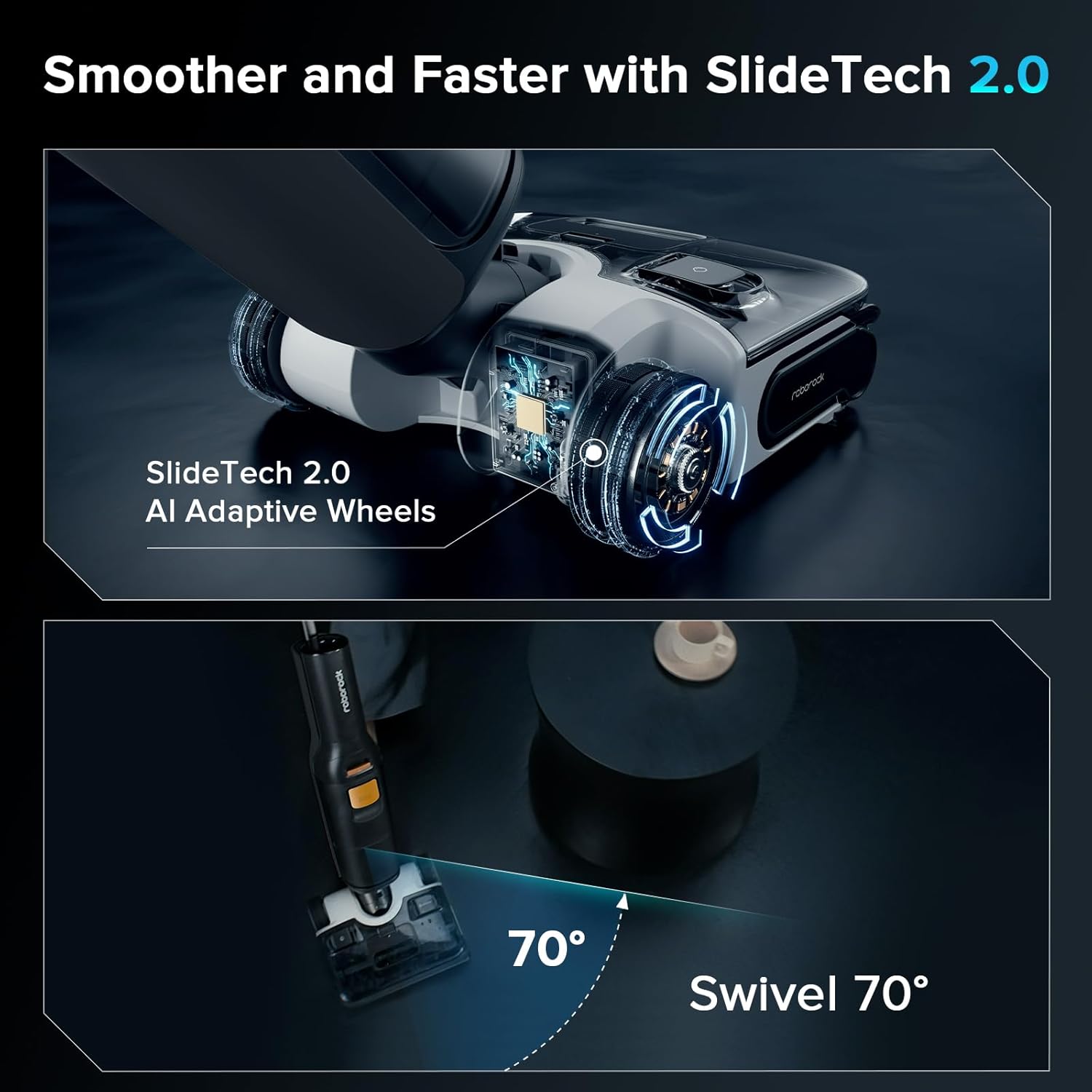 roborock F25 XT Wet Dry Vacuum Cleaner, Cordless Vacuum Mop All in One for Hard Floor, 20000Pa Hardwood Floor Cleaner with Zero Tangle, 194°F Hot Air Flash Drying Electric Mop, 180° Lie Flat, WiFi