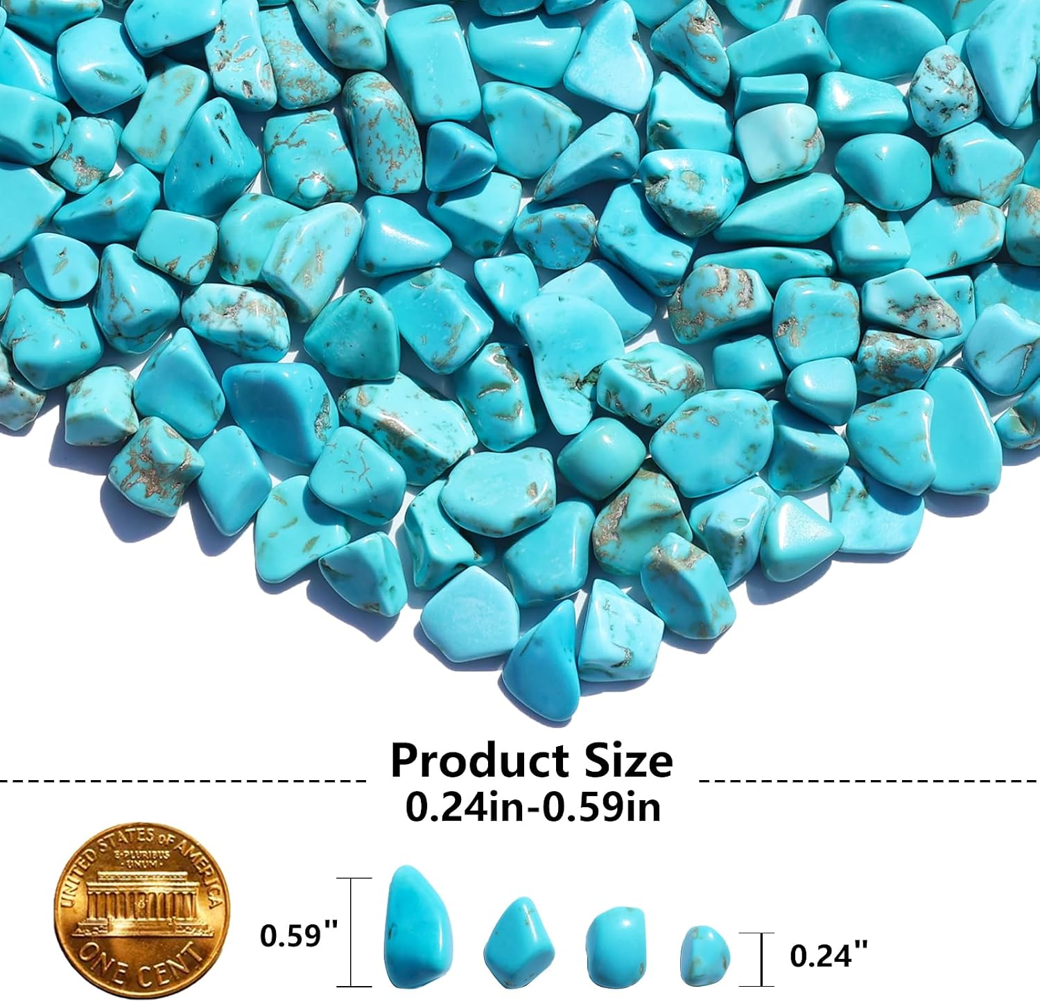 QYGL Crystal Stone - 0.9LB Howlite Turquoise Crystal Chips Bulk, Decorative Tumbled Gemstones for Fish Tank Gravel, Vase Filler, DIY Crafts, Plant Pots & Home Decor