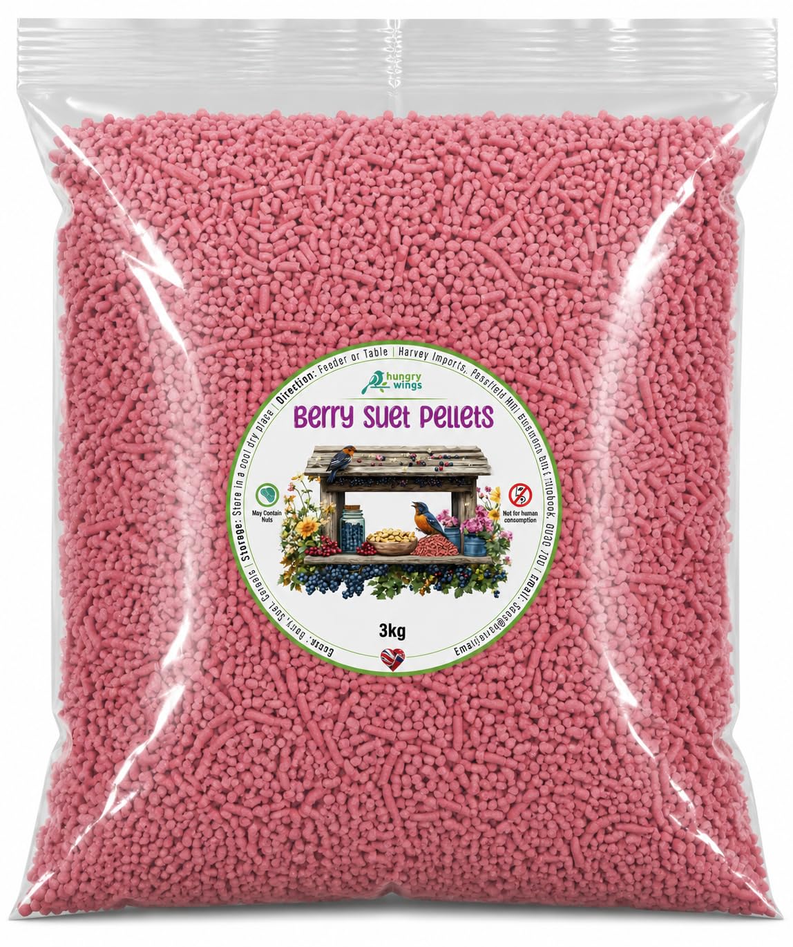 Wild Bird Food 3kg Berry Suet Pellets – High Energy Protein Feed for Garden Bird