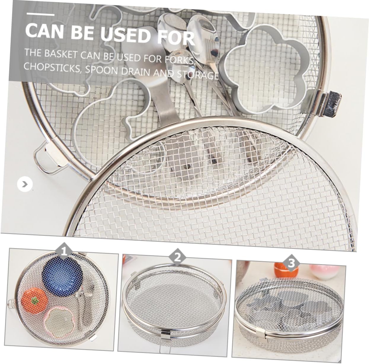 3pcs Mesh Fork Holder Dishwasher Basket Item Silverware Storage Basket Style