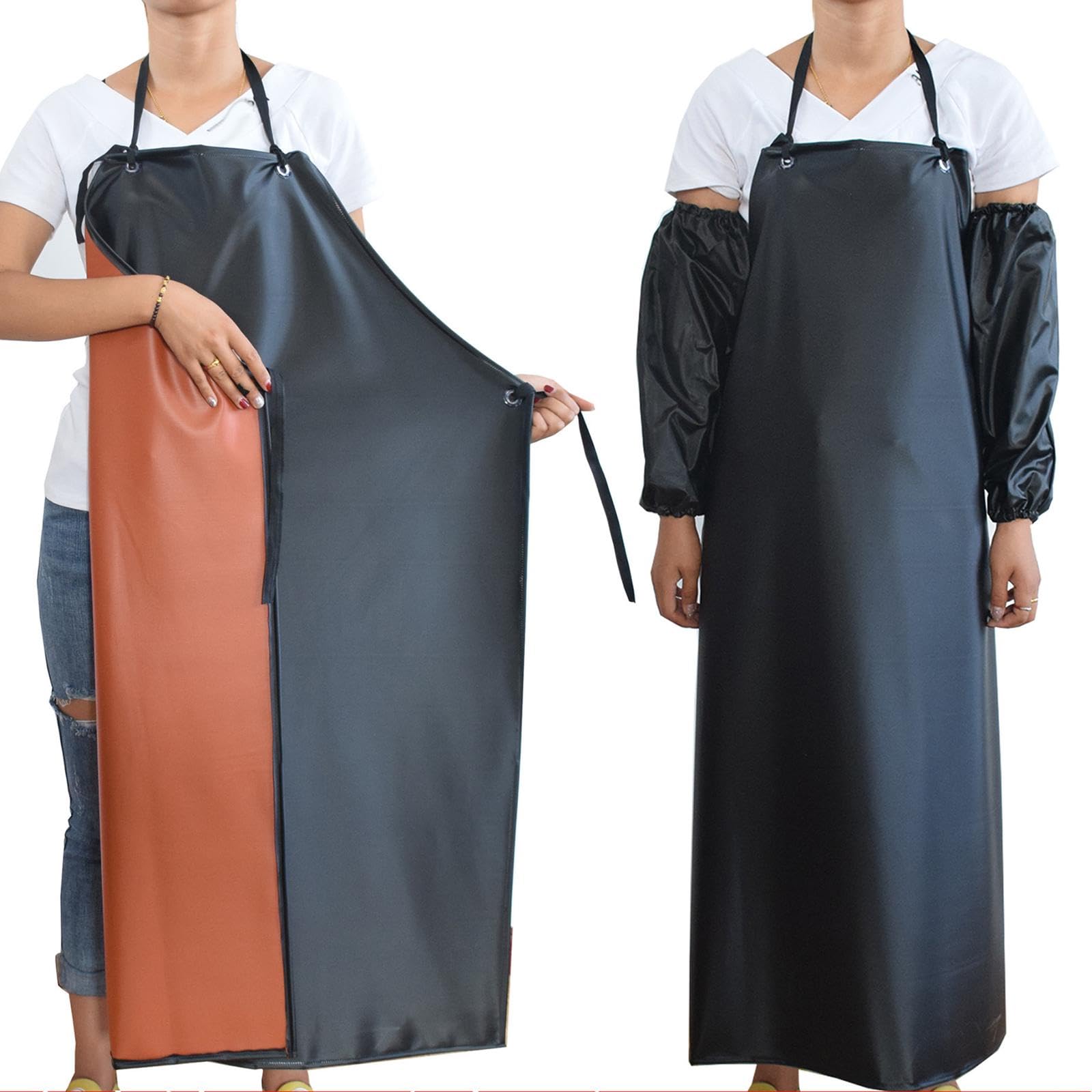 Gralara Delantal de PVC, delantal impermeable, delantal con pechera gruesa a prueba de aceite, delantal utilitario para trabajos de carpintería, lavavajillas,