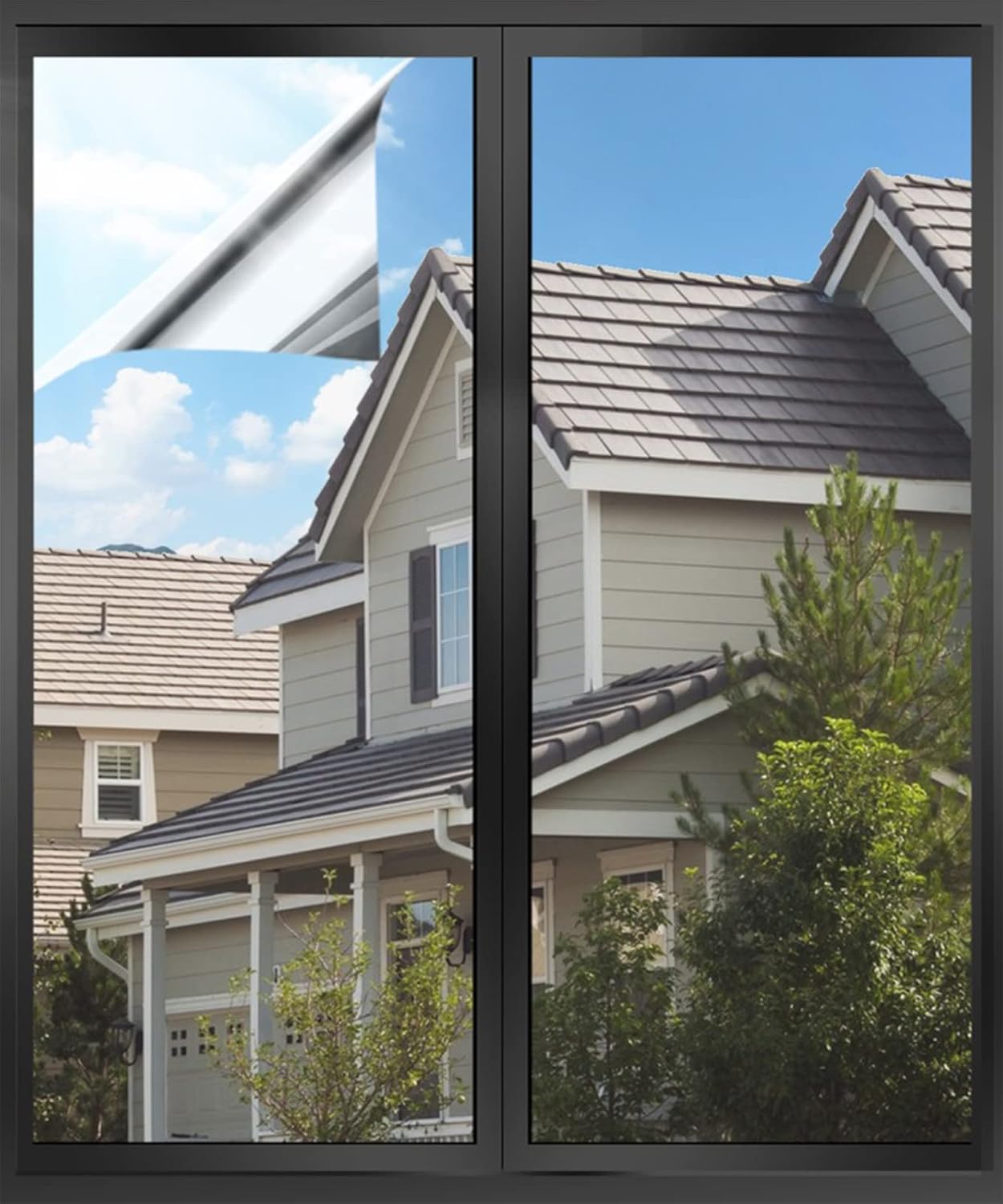 Privacy Window Film, 40x200CM One Way Mirror Window Film Silver Privacy