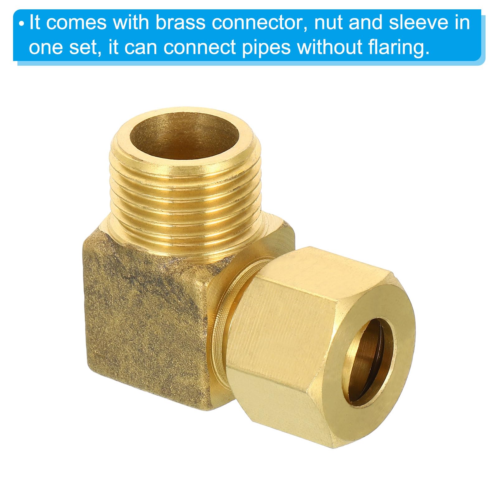Raccord de Tube à Compression en Laiton G1/2 mâle x 12 mm de diamètre extérieur, raccord de Tube coudé à 90 degrés pour plomberie, connecteur de Tuyau