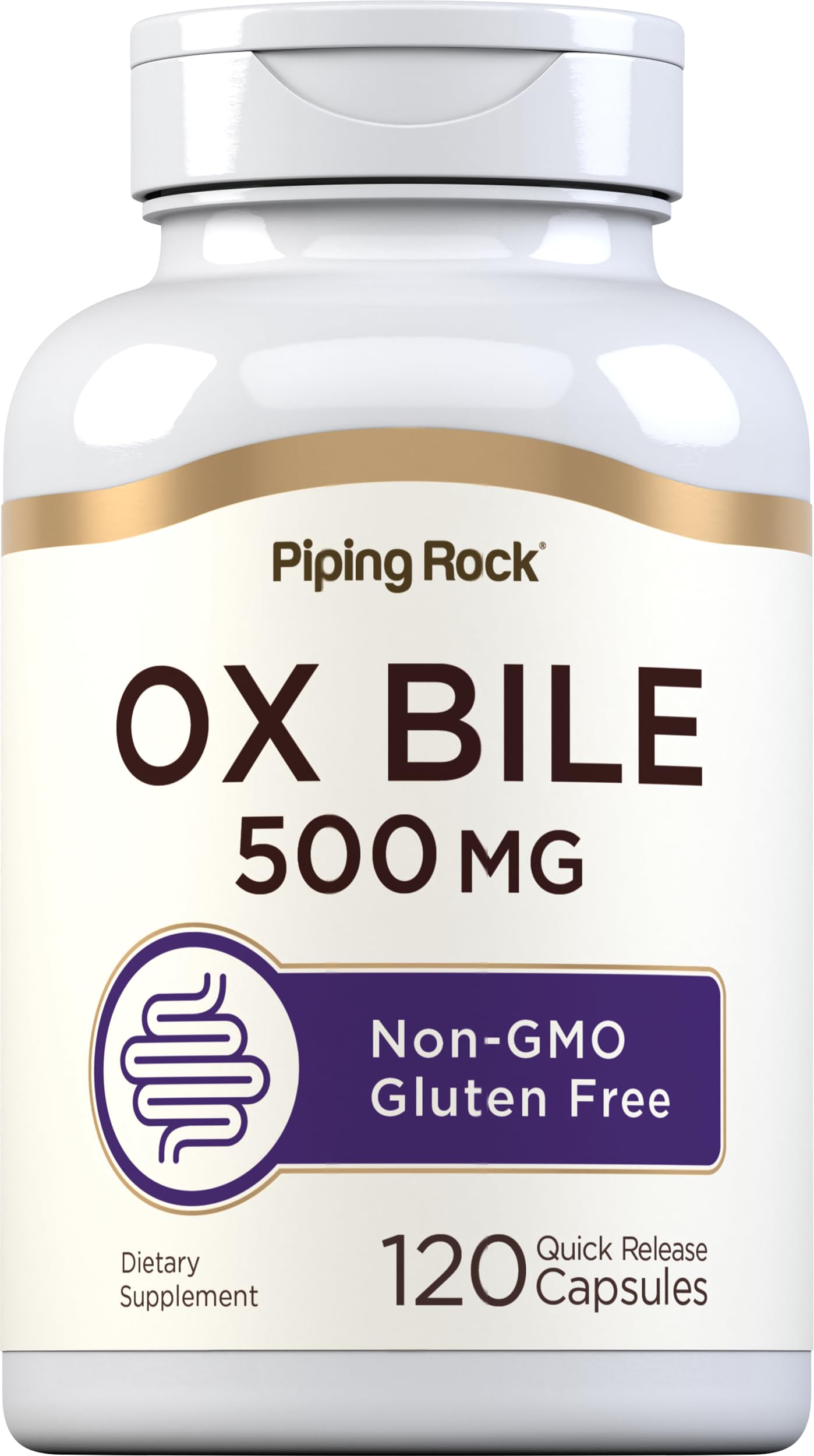 Piping Rock Ox Bile Supplement 500mg | 120 Capsules | Digestive Enzyme