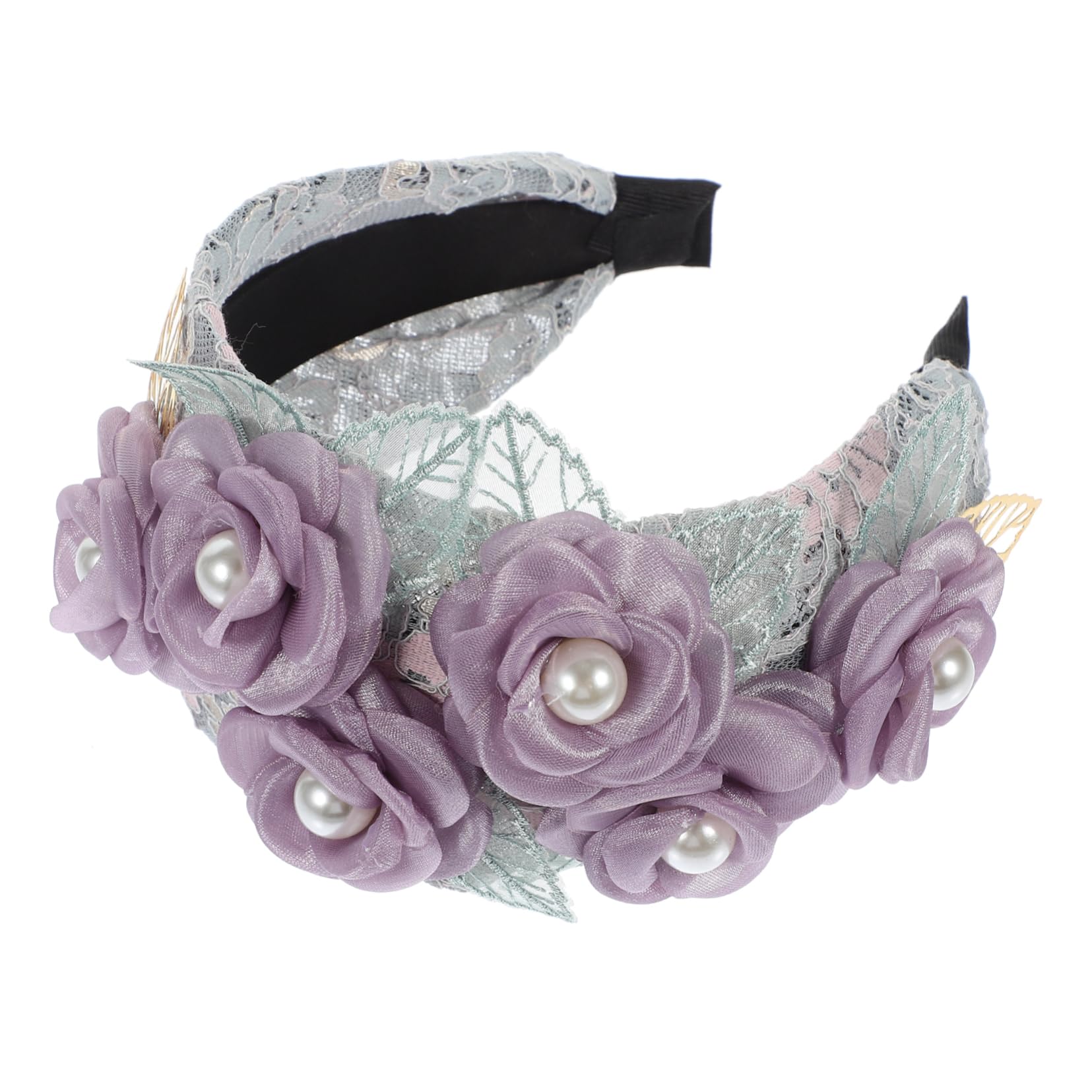 FRCOLOR 4 Piezas venda diadema de fiesta diadema elegante ancha de encaje de boda bandas mujer hair band s adultos tocado de san valentín para adultos tela Púrpura