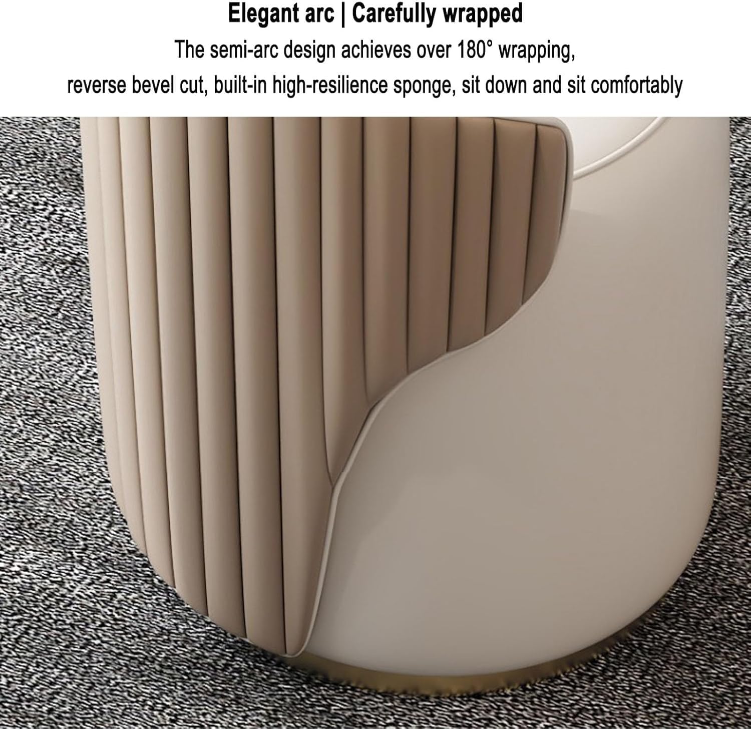 Footrest, Round Vanity Stool Seating with Back, 360° PU Upholstered Vanity Stool Chair Foot Rest Stool, with Soft Padded Se, for Living Room, Bedroom Makeup Room (Beige)