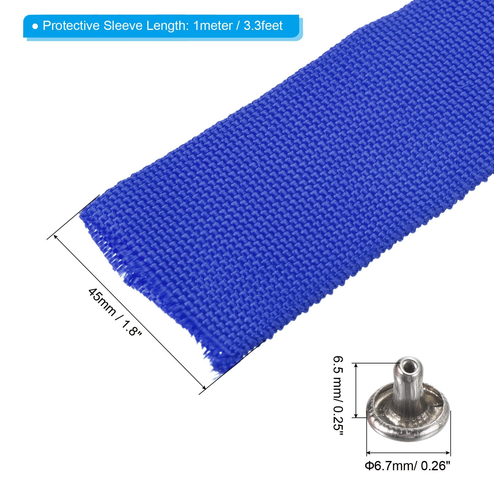 PATIKIL Winch Rope Protector 1m/3.28ft, Polyester Protective Sleeve with Buckle Universal for 4.5cm/1.77in Width Cable Line, Blue - Image 2
