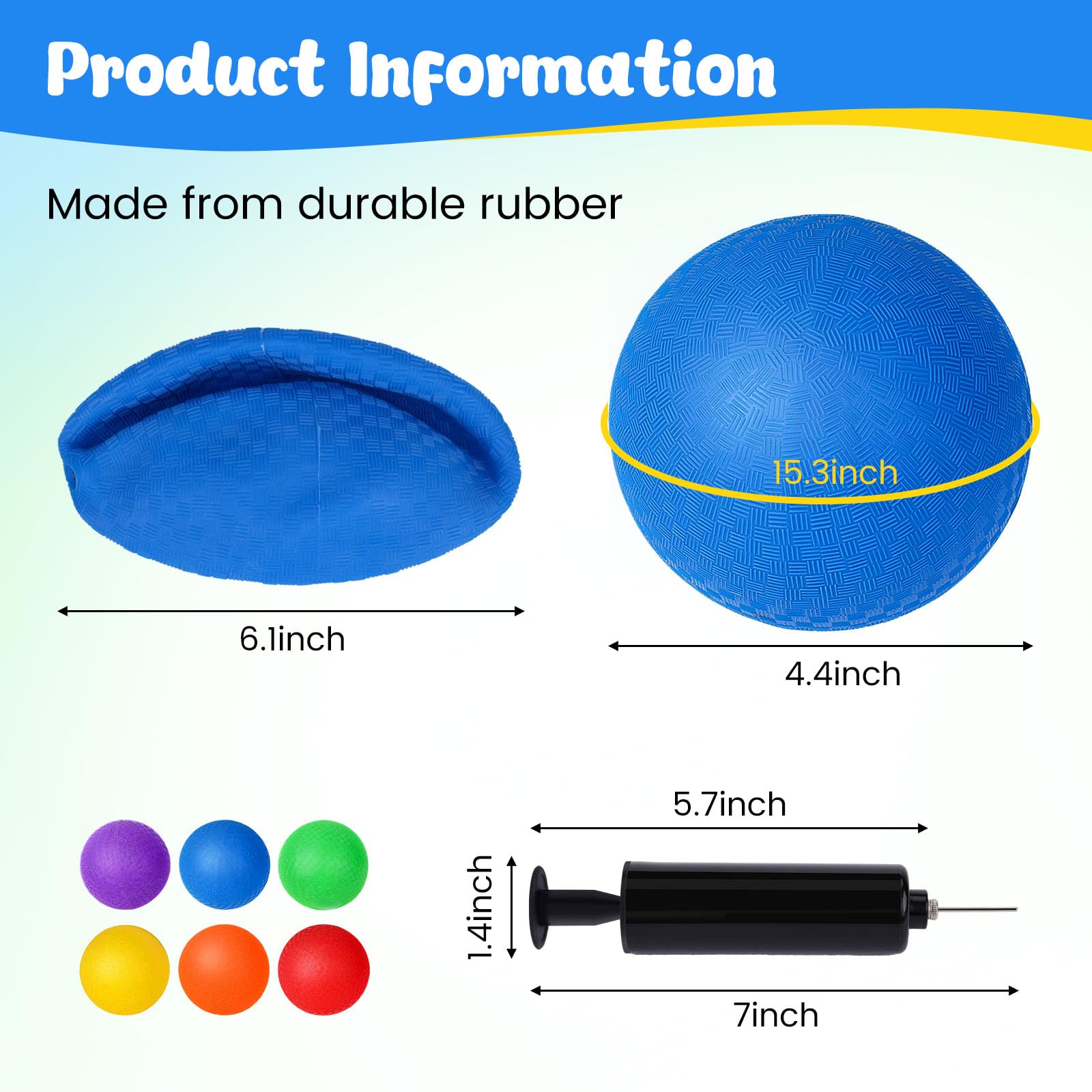 Shindel 6PCS Playground Ball with Air Pump, 5inch Inflatable Dodge Ball for Kids Indoor Outdoor - Image 2