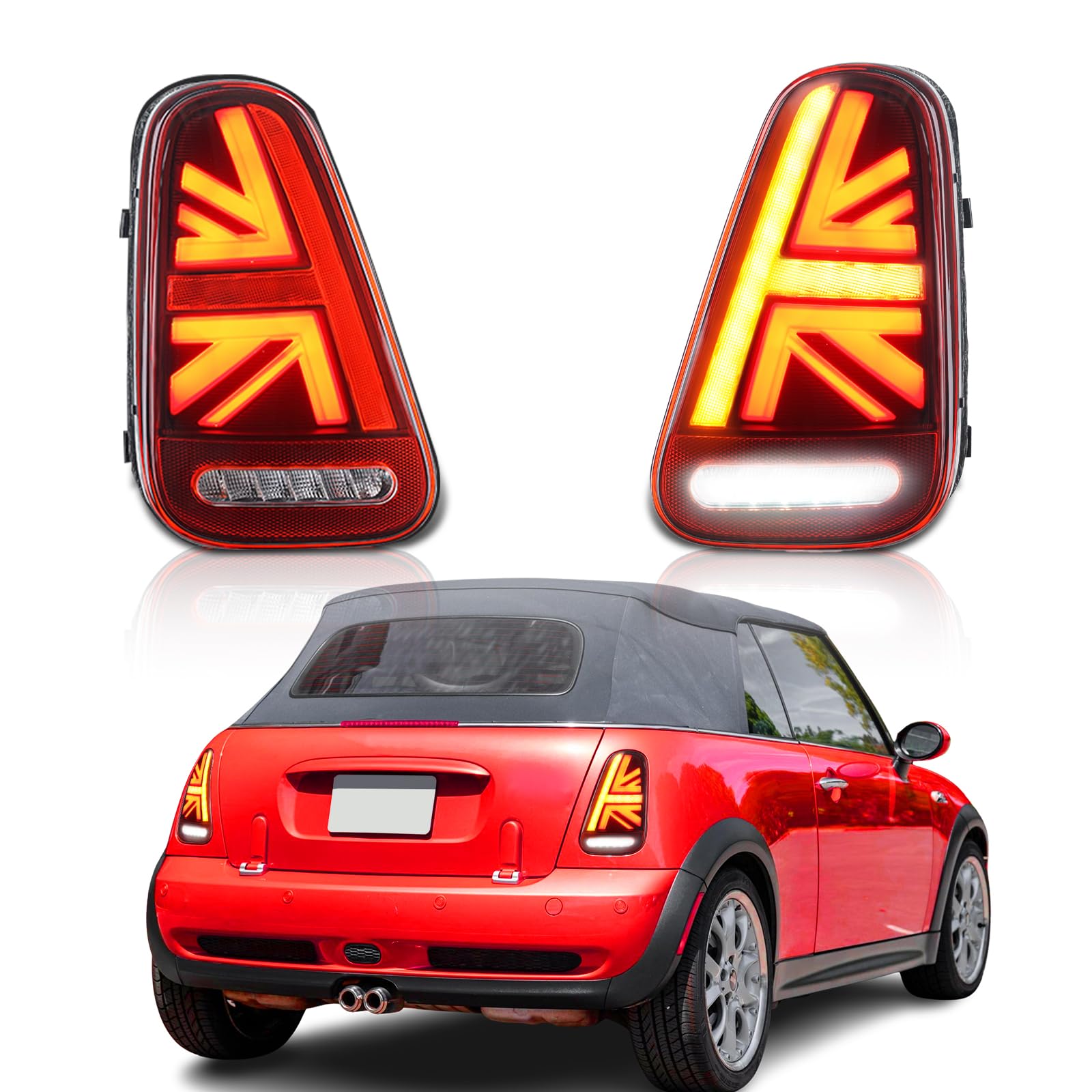 LED Conjunto de luces traseras aptas para Mini Hatchback Convertible R50 R52 R53 2001-2007, luz trasera con luz de circulación diurna y señal de giro secuencial