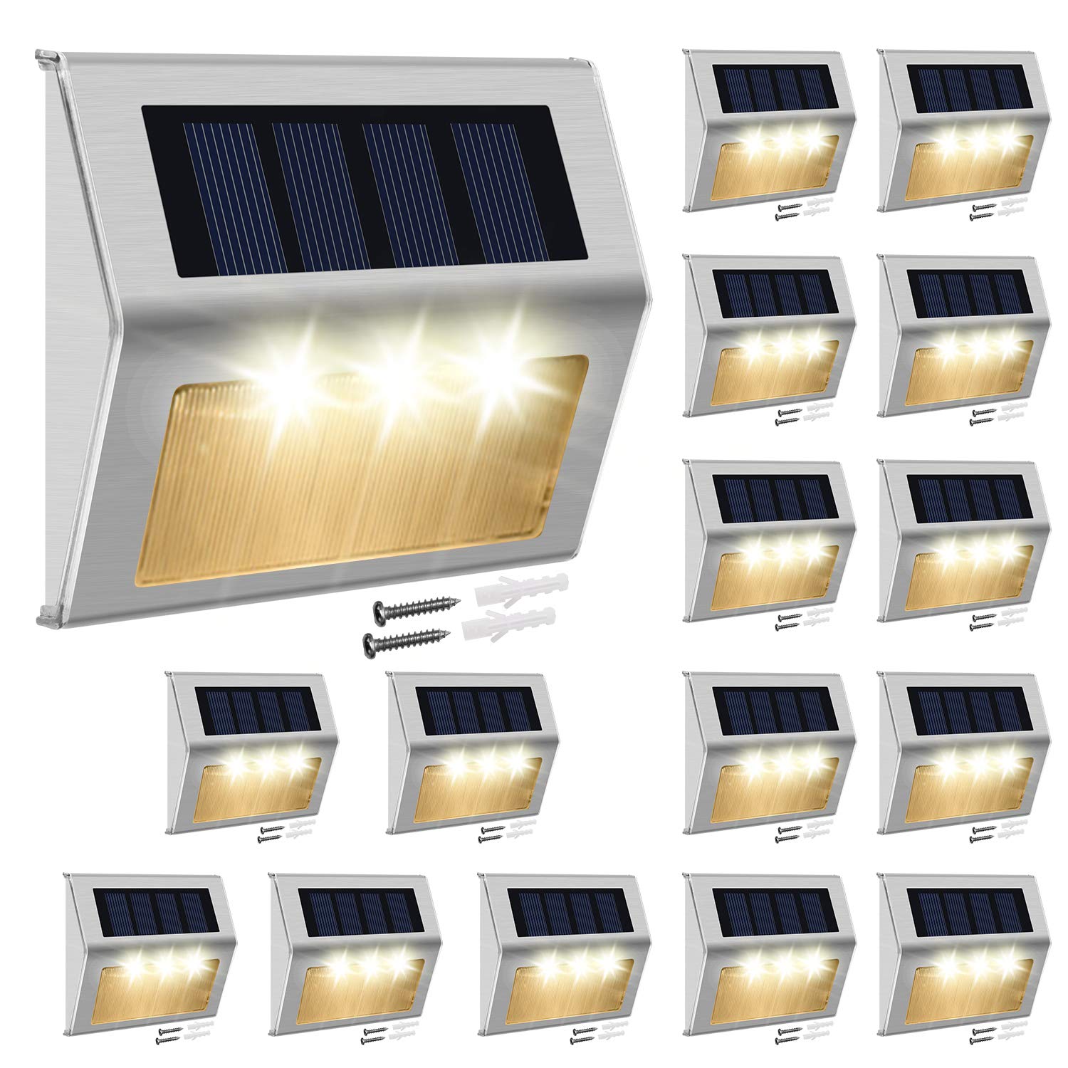 Buy Solar Step Lights with Larger Battery Capacity JACKYLED 16Pack