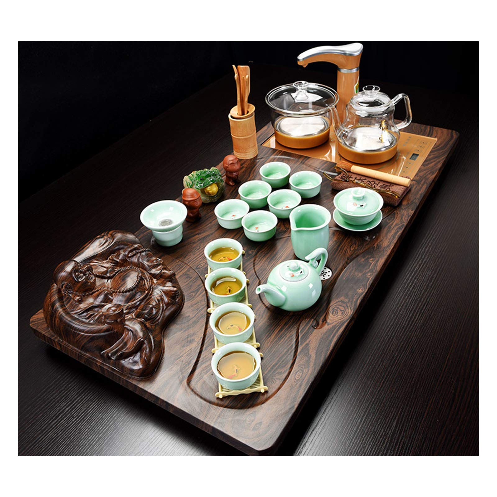 DFGHNBVC Tea Serving Tray,Chinese Kung Fu Tea Tray, Kung Fu Tea Set Chinese Ceramic Tea Ceremony Tray With Automatic Teapot Simple Tea Cup, Tea Set,D