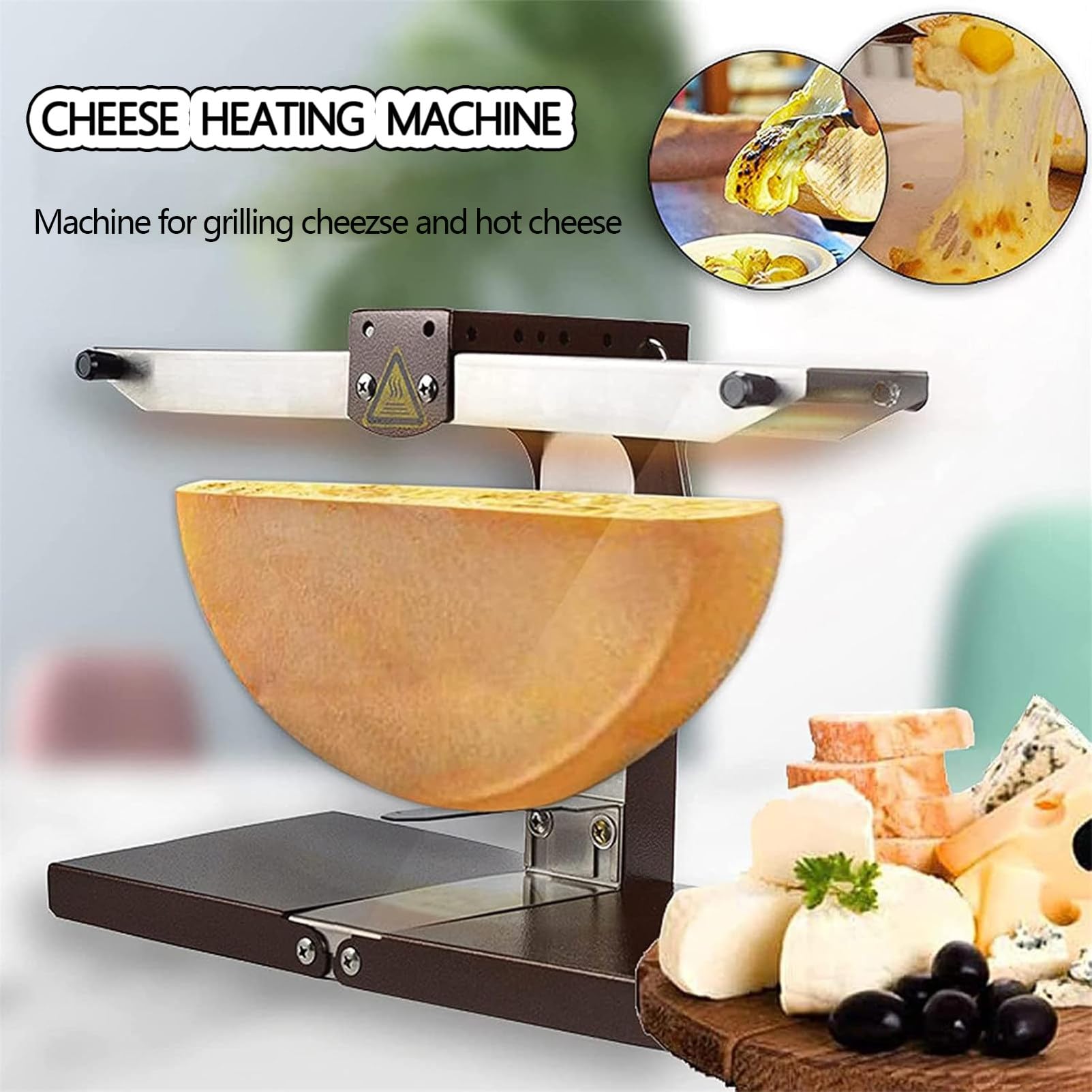 Wszechstronny Topielnik Do Sera O Mocy 600 W, Grill Do Raclette Z Odpinanym Uchwytem, ​​Regulowaną, Przesuwną PółKą I MożLiwośCią Nachylenia Dla łAtwego Usuwania Sera, łAtwy W MontażU A
