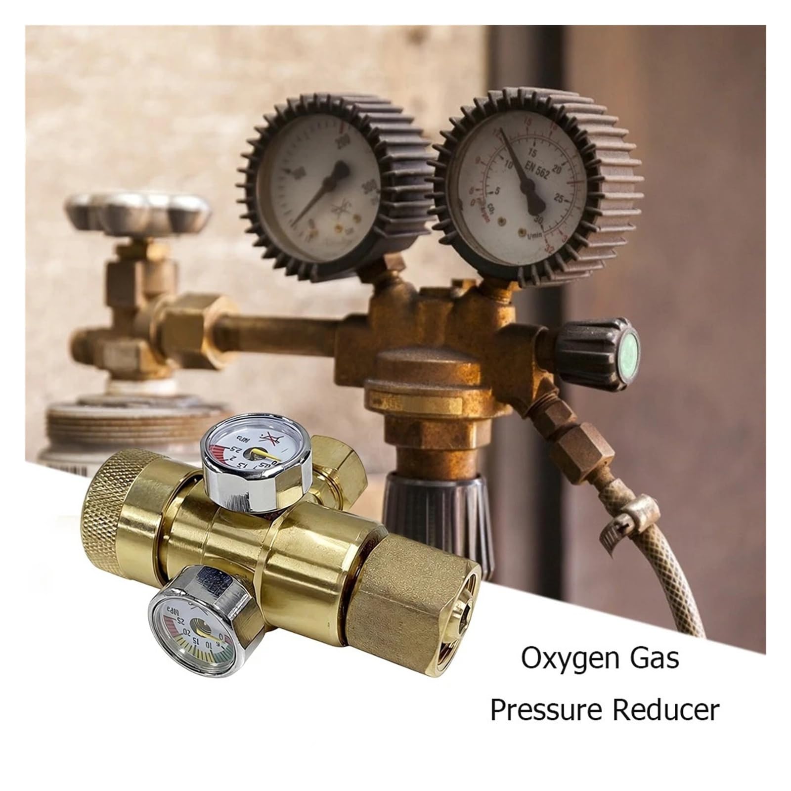 Reductor de presión de Gas oxígeno cobre 0,4-25MPa práctico regulador de flujo de aire medidor herramientas de medición de presión | Valve Flow Regulator