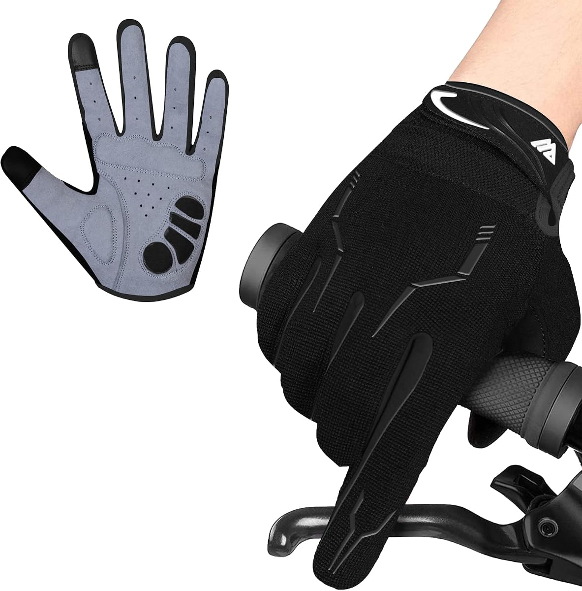 Guantes de ciclismo para hombres – Guantes de dedo completo para BMX y bicicleta de montaña con pantalla táctil, MTB, empuñaduras acolchadas antideslizantes para hombres, mujeres y sillas de ruedas