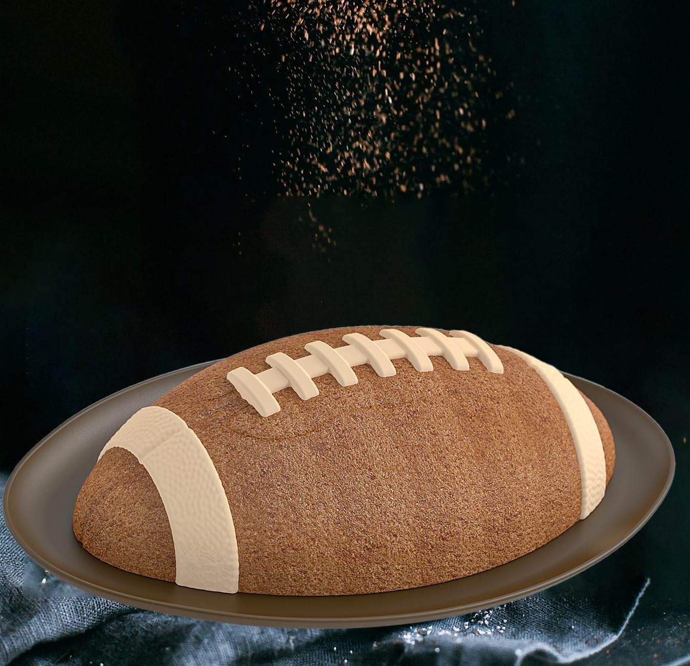 Football Cake Pan, DIY 3D Silicone Football Shaped Mold for Baking Candy Chocolate Fondant Cake Molds (Black) - Image 6