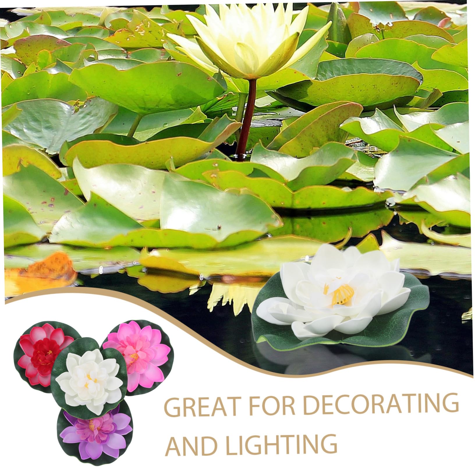 VALICLUD 4 pièces Fleurs de Lotus Artificielles Flottantes de Eva pour Bassins Aquariums et Décoration Naturelle Sécurisée pour Poissons Rouges Violettes Roses et Blanches