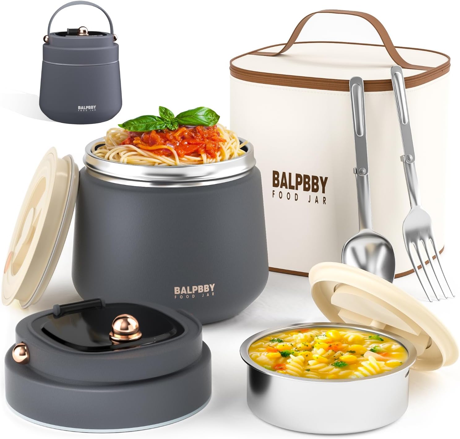 Thermo for Hot Food Adults 40OZ Soup Thermo Lunch Containers Wide Mouth Vacuum Insulated Food Jar Stainless Steel Leakproof Lunch Box with Spoon and Fork, Keeps Food Warm, Ideal Gift for Men and Women