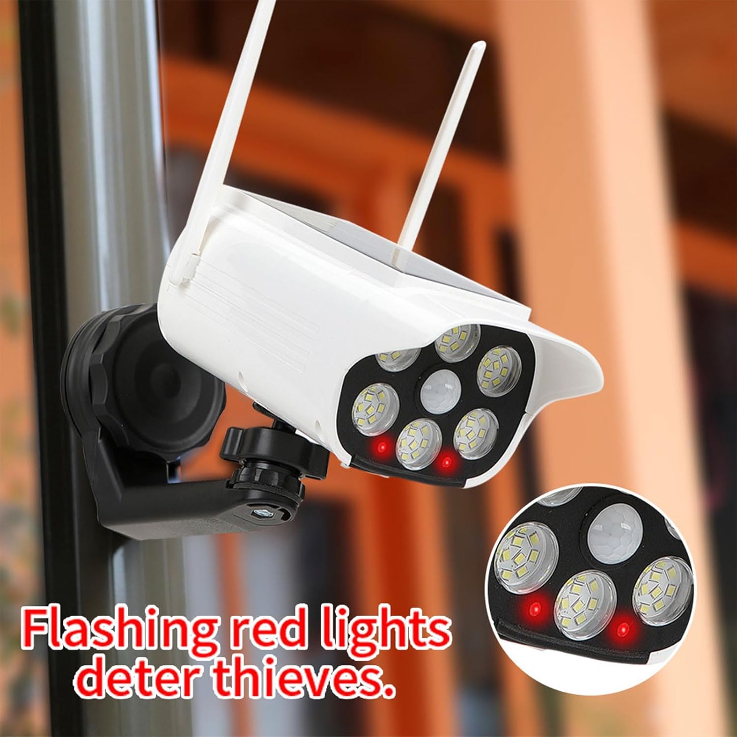Simulation Security Camera Light with Solar Panel and Human Body Detection for Garage Warehouse Perimeter Protections Solar Wall Light