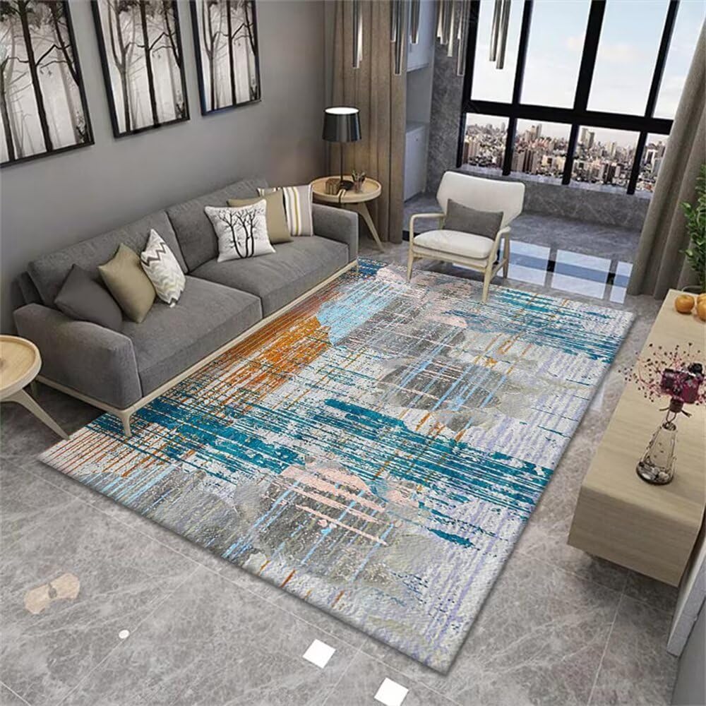 Tapis chambre bébé doux et coloré style graffiti moderne 120x180 pour un espace de jeu joyeux
