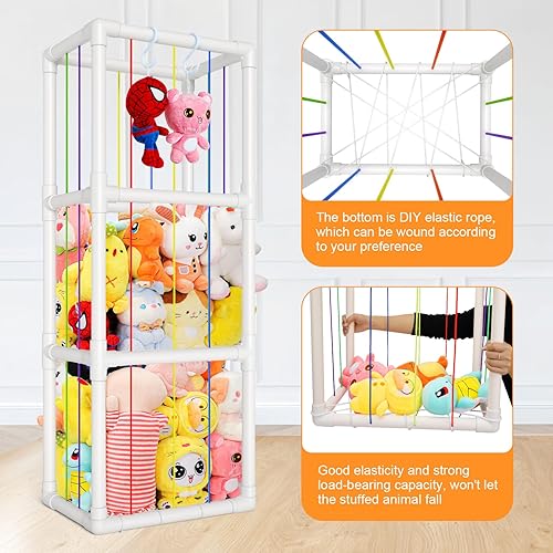 Miniatura 6 de HOMEWIS Almacenamiento de animales de peluche, soporte para animales de peluche, capacidad extragrande, organizador de juguetes para niños, estante