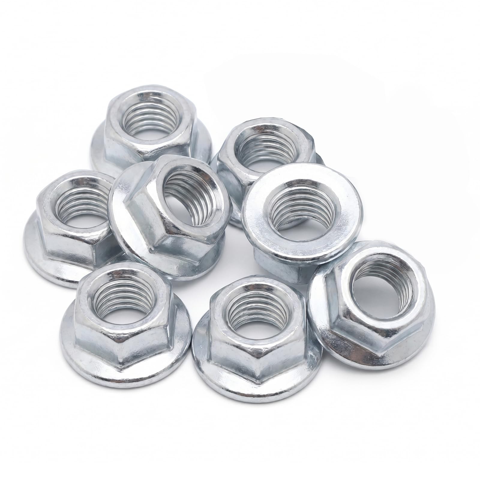 Thfaeyta 8PCS M10 Nuts, Carbon Steel Hex Flange Nut Serrated Anti-Slip Flange Locknut Metric Fasteners for Automotive Machinery Motorcycles Industrial Daily Repair