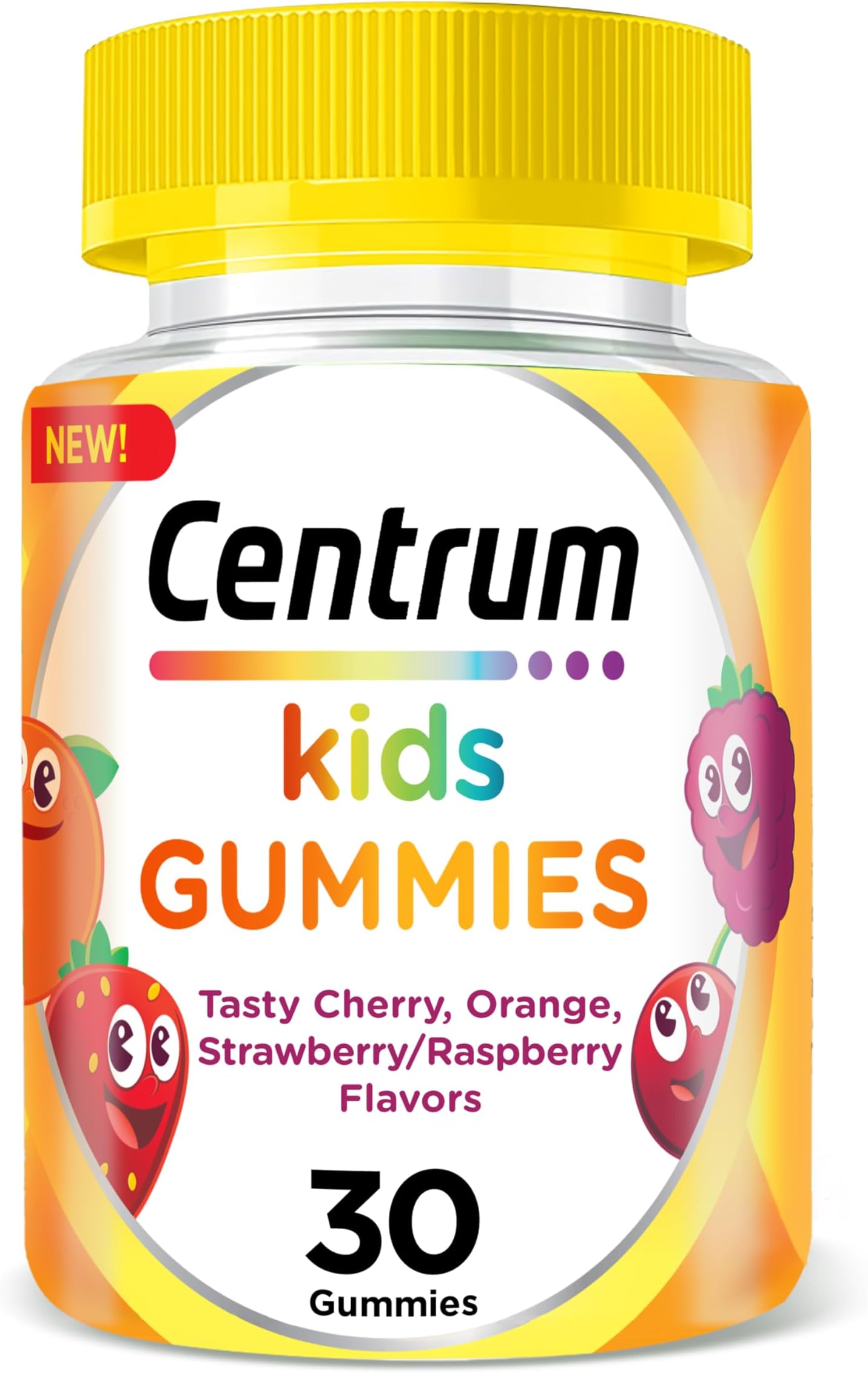 Multivitamins Orange and Mixed Berry Gummies, for Kids Immunity Support, Natural Fruit Flavour, Includes Key Vitamin C and D, 30 Chewable Multigummies
