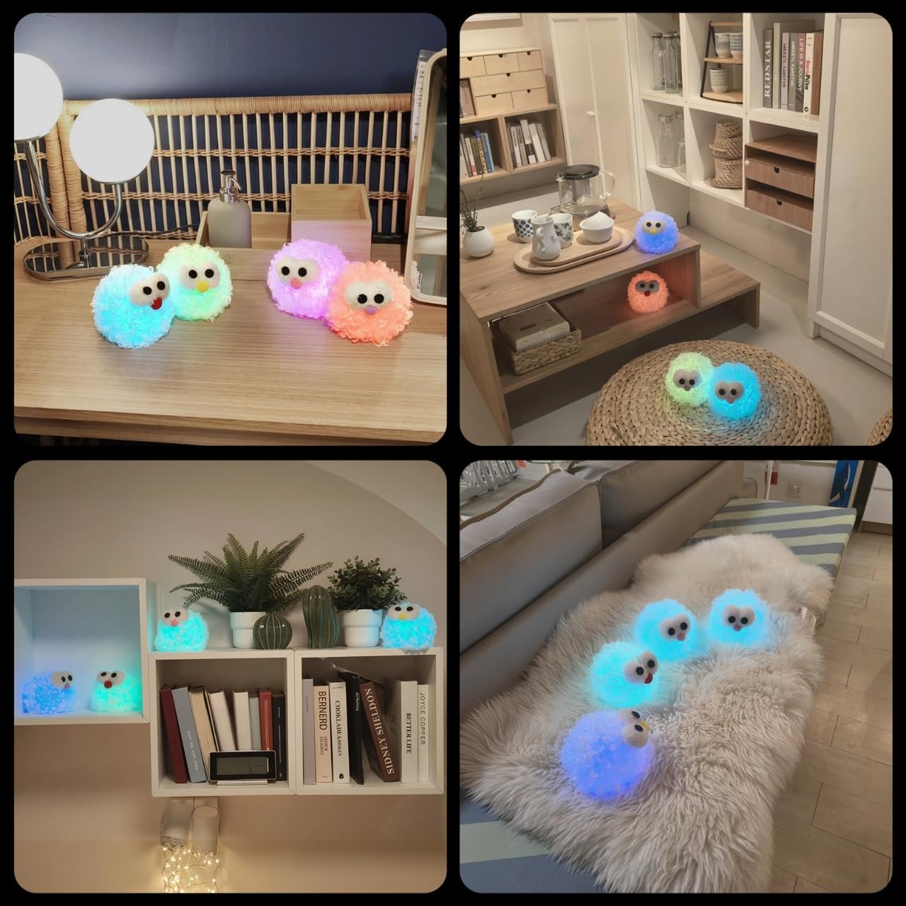 Plush Night Light Cute LED Table Lamp Cozy Dimmable Nightlight Rechargeable Bedside Lamp Funny Desk Decor Lamp for Halloween Christmas Birthday Gift (Pink)
