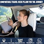 Alkamto Voyages & Coussin confortable en mousse de mémoire Camping – Sac portable facile à transporter – Cas d'oreiller régulateur de température (contour blanc) + Couverture supplémentaire)