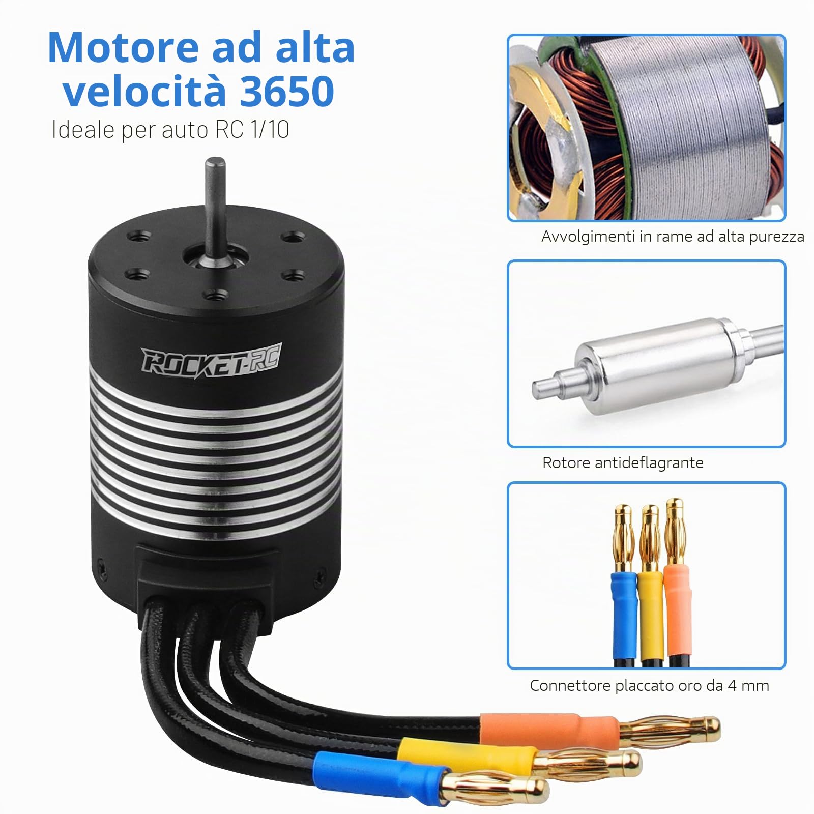sikkeby RC Auto Motore brushless 1/10 540 3650 5200KV 3.175mm albero motore impermeabile ad alta velocità per la maggior parte delle 1:10 scala RC veicoli camion aggiornamento parti