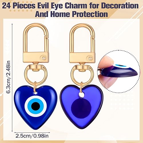 Miniatura 2 de Nosiny 24 llaveros de mal de ojo de buena suerte, colgantes de manualidades con llavero amuleto para llaves de automóvil, bolsa de buena suerte