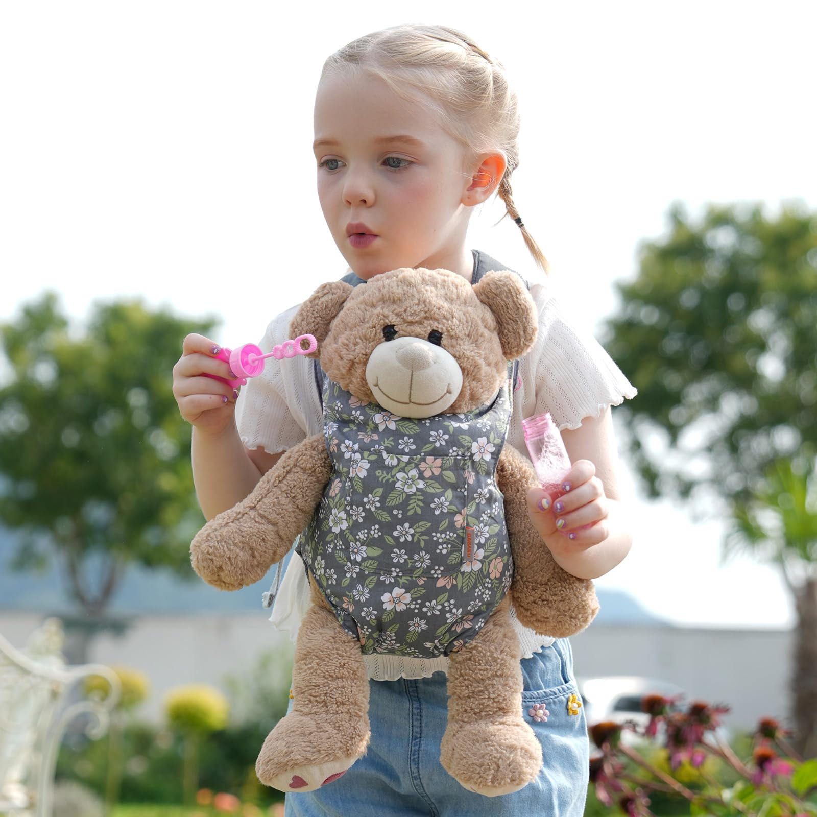 GAGAKU Baby Doll Carrier for Toddlers Toy Baby Carrier for Kids Reborn Dolls Accessories for Little Girls - Grey - Leaf - Image 3
