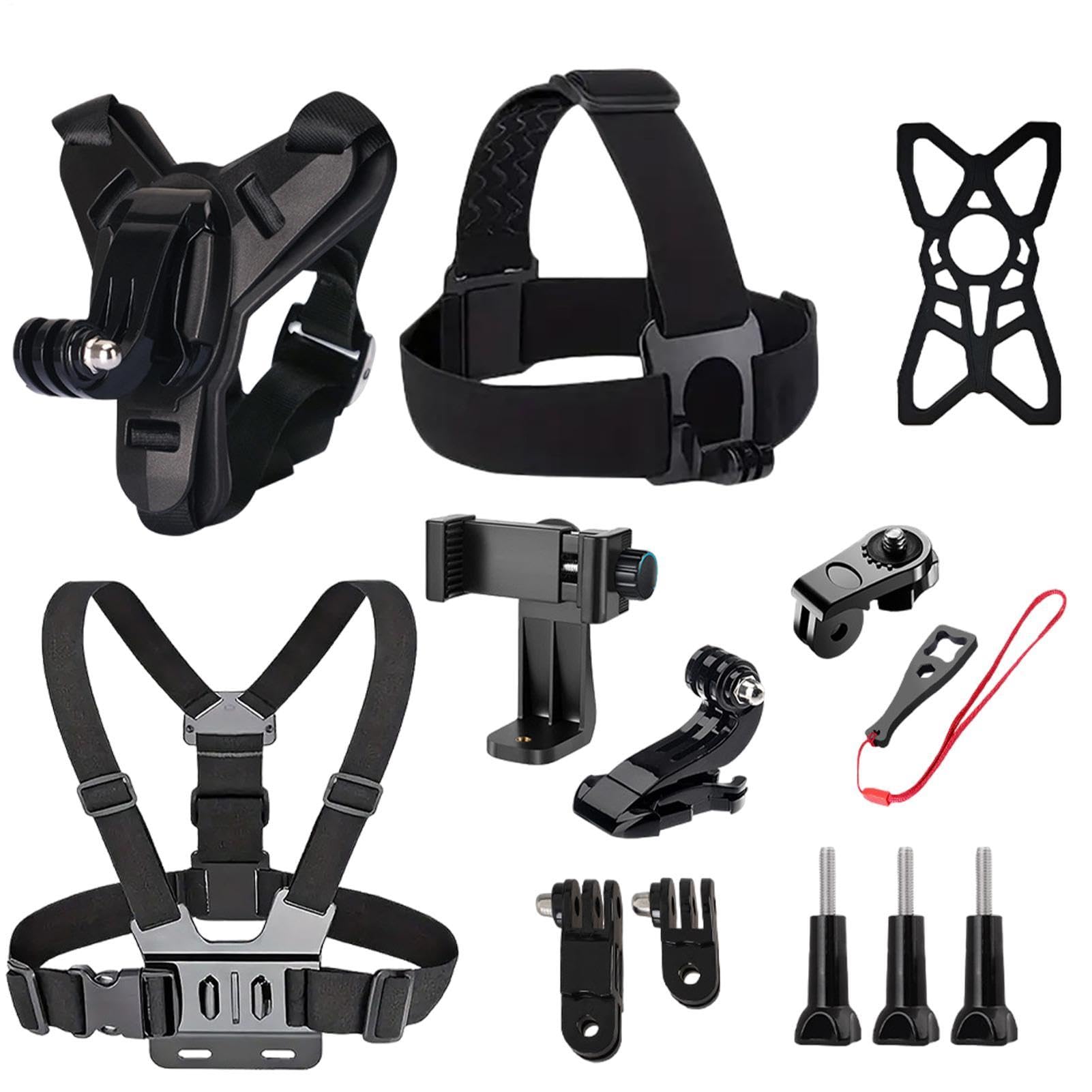Kit de accesorios para cámara de acción que incluye arnés de pecho y carcasa impermeable 8